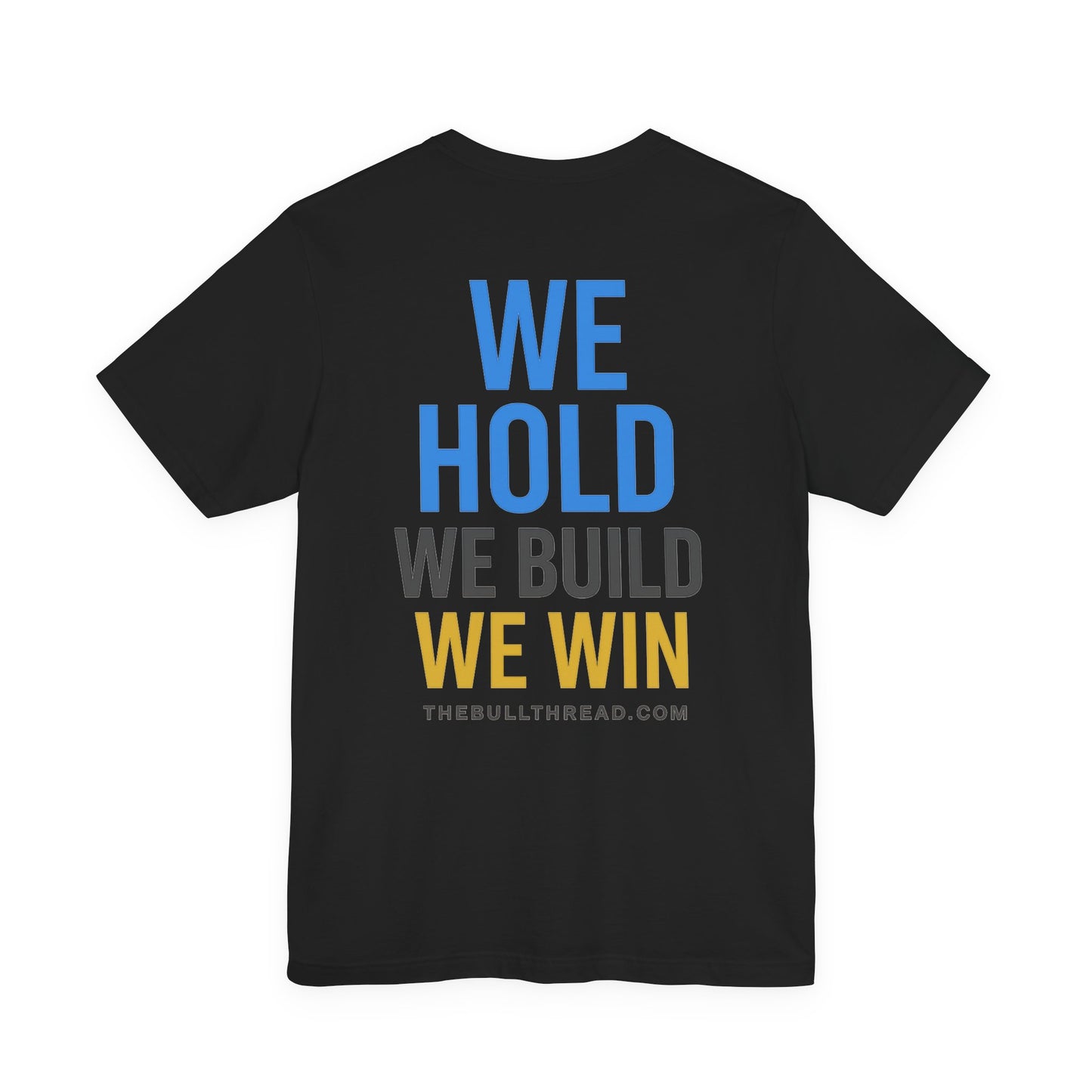 Premium Black Crypto T-Shirt - Bullish Mindset Gold Bull Logo We Hold We Build We Win by TheBullThread