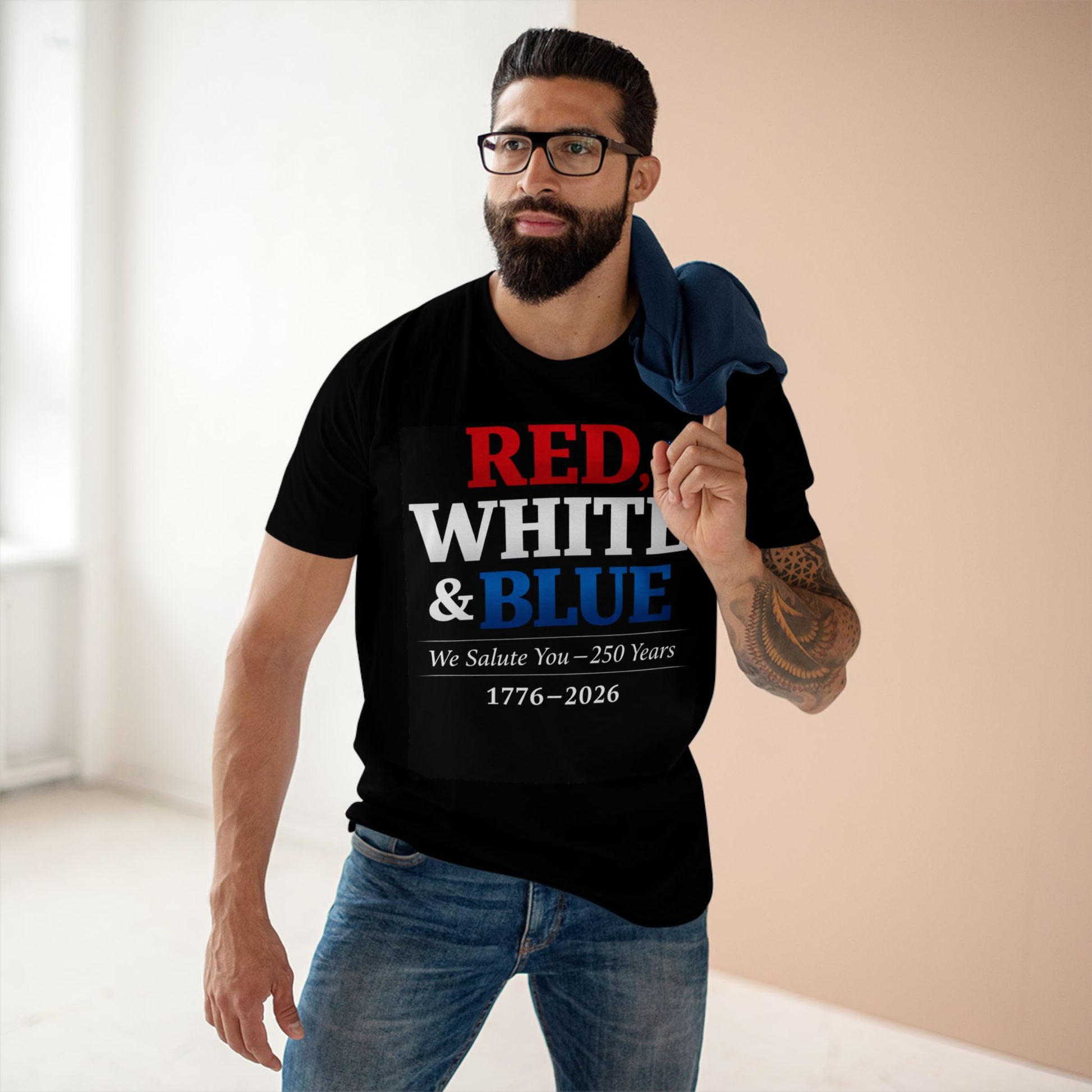 Red White & Blue 250 Years Shirt - Premium AS Colour 5001 Tee - USA Anniversary 1776-2026 - Patriotic 4th of July Shirt.
