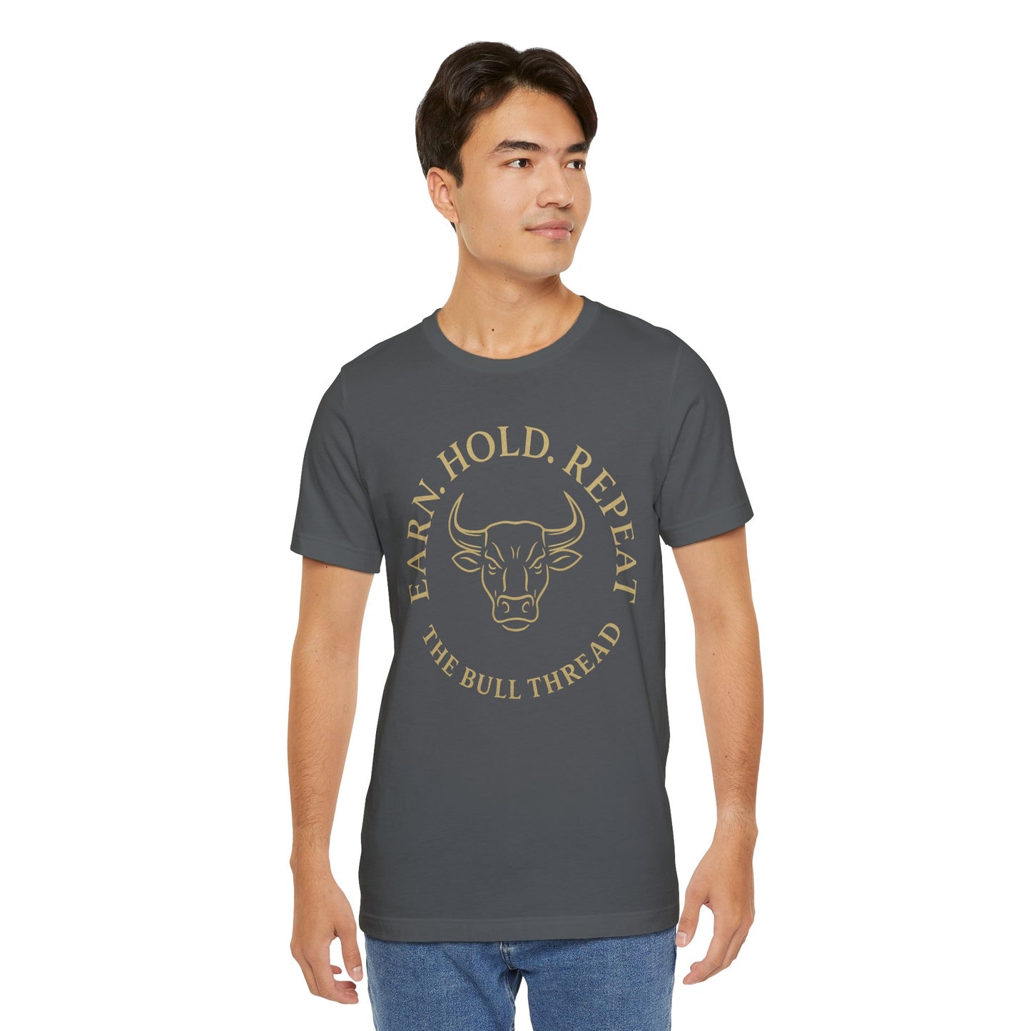 Premium Crypto Investor Tee - Earn Hold Repeat Emblem by TheBullThread