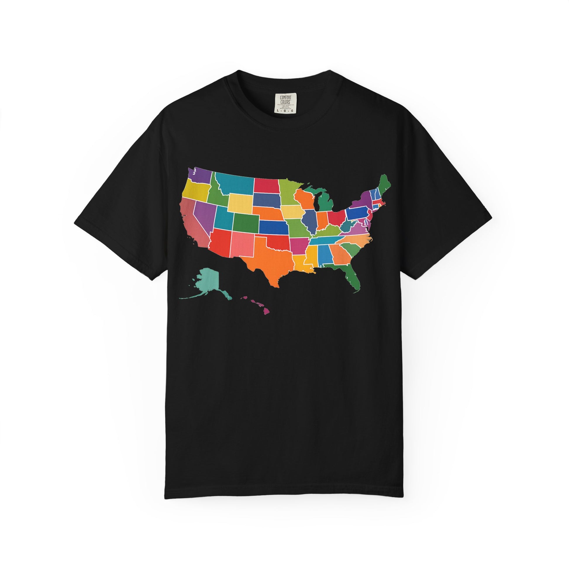 USA Map Shirt Colorful States, Comfort Colors 1717 Premium T-Shirt, United States Graphic Tee, Patriotic America Shirt, USA Travel Gift.