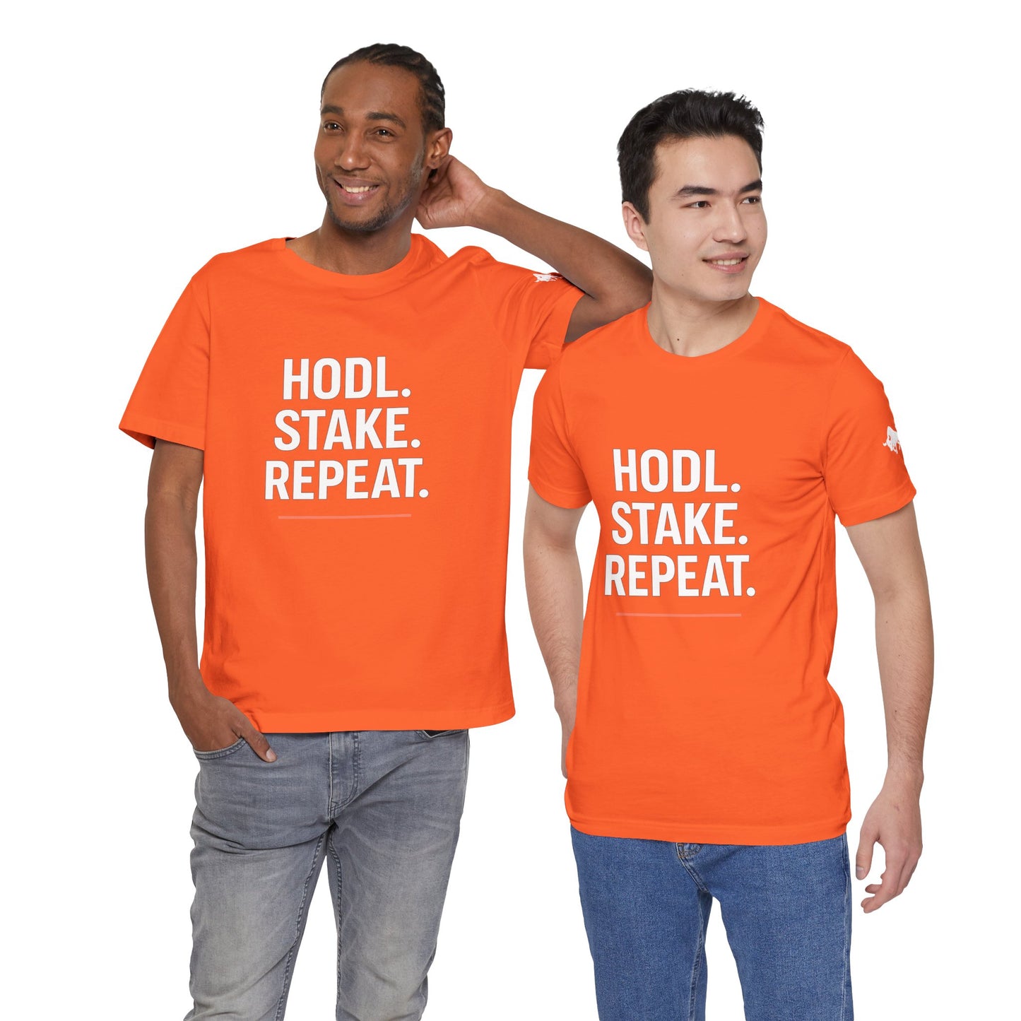 Premium Crypto Tee – HODL Stake Repeat Minimalist Streetwear by TheBullThread