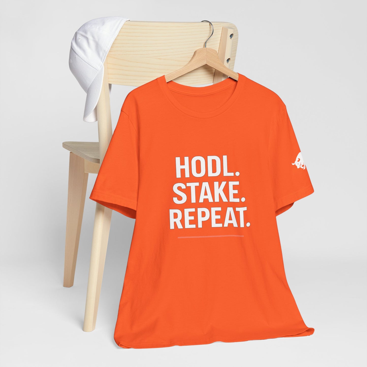 Premium Crypto Tee – HODL Stake Repeat Minimalist Streetwear by TheBullThread