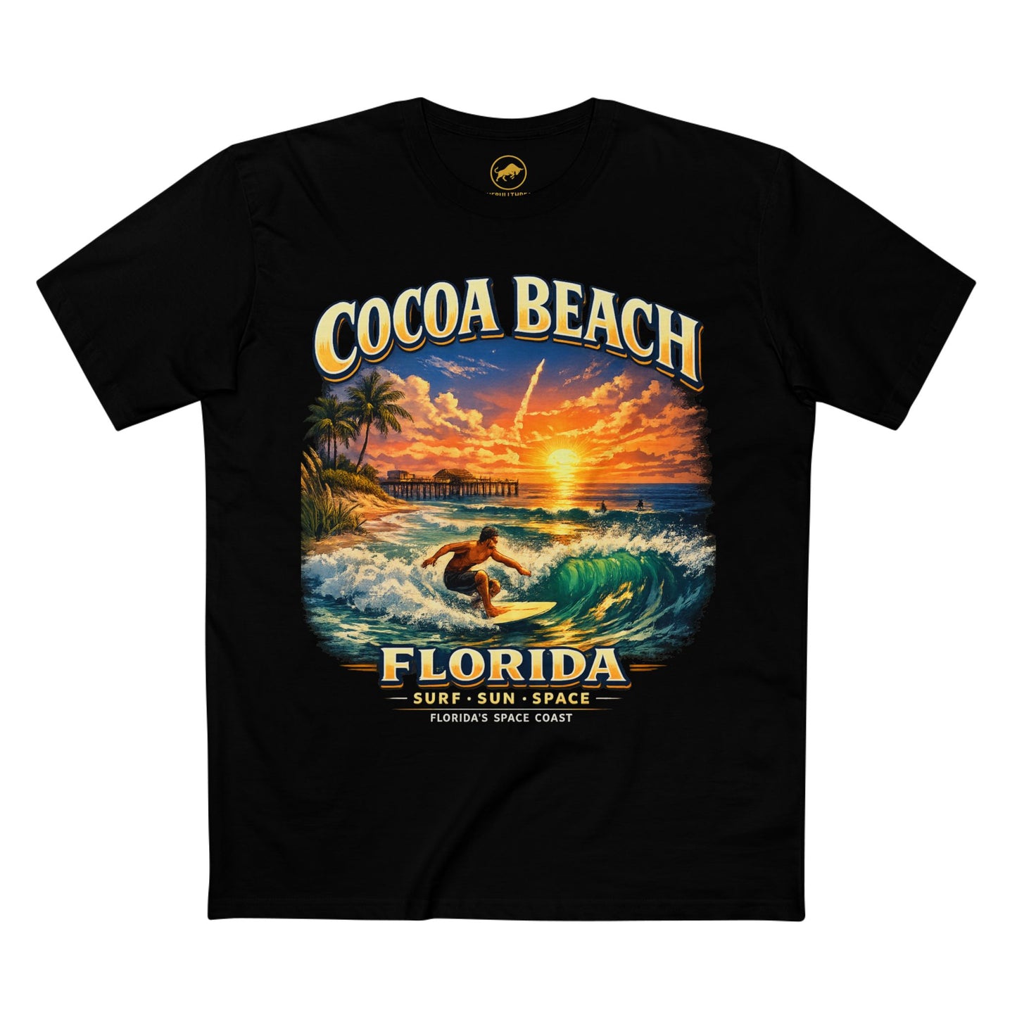 Cocoa Beach Florida Shirt, Vintage Surfing T-Shirt, Space Coast Rocket Launch Tee, Beach Vacation Gift, Florida Surfer Graphic Tee.