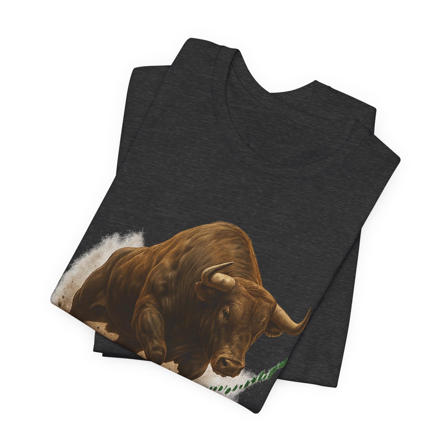 Premium Crypto Trading Tee - Charging the Market Brown Fur Bull Graphic by TheBullThread