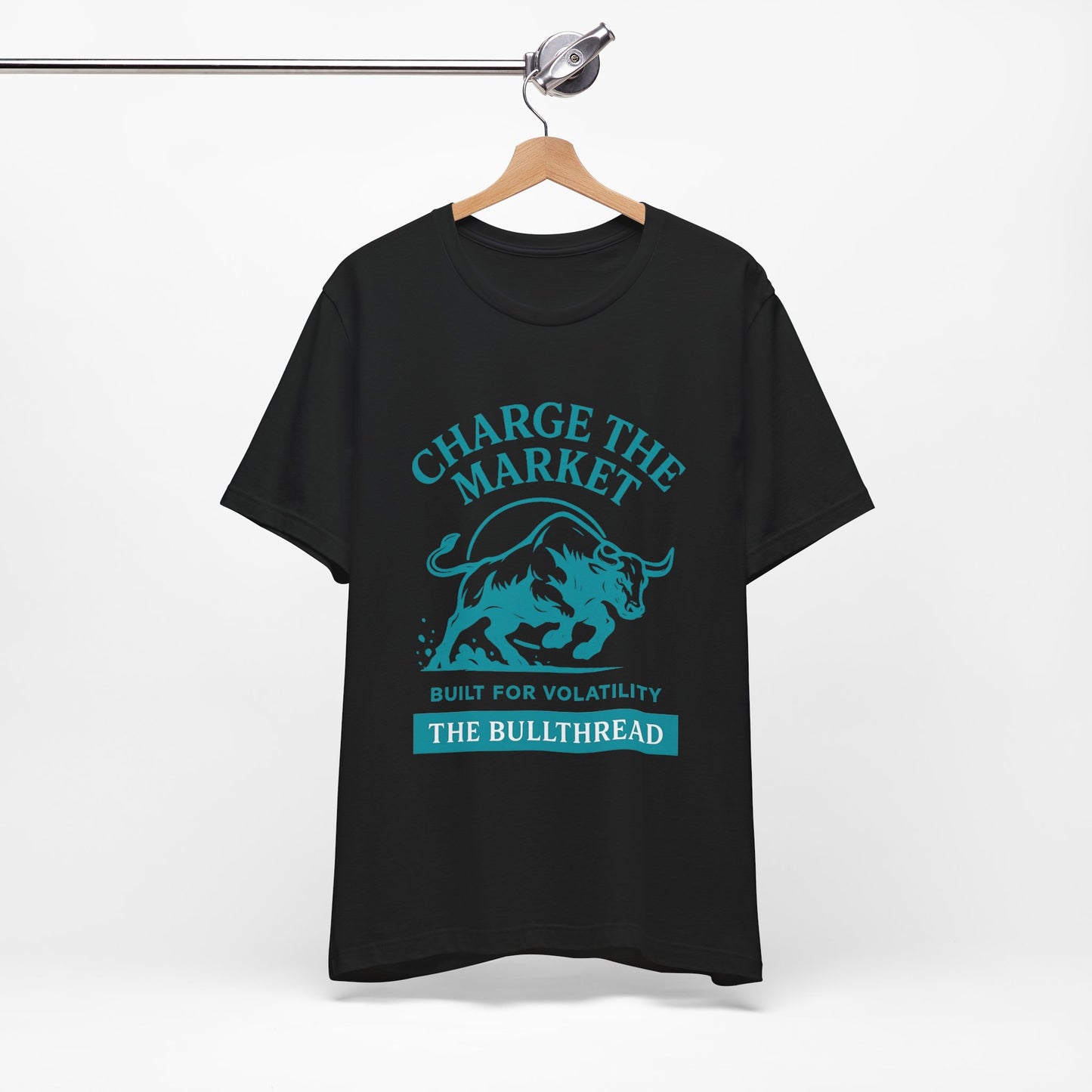 Premium Crypto Investor Shirt - Charge the Market Turquoise Bull Graphic by TheBullThread