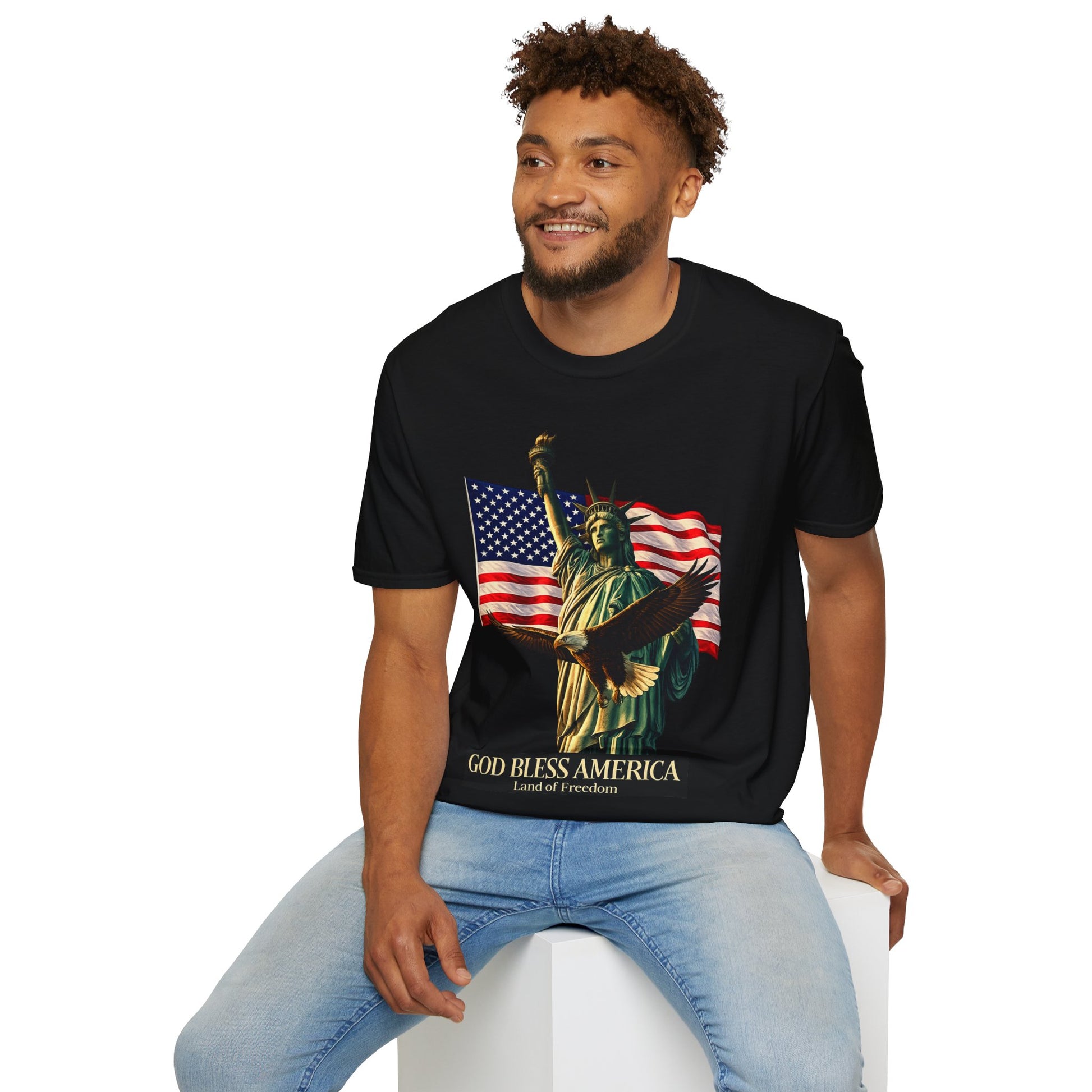 God Bless America Shirt | Patriotic USA Flag Eagle Tee | Statue of Liberty American Pride Graphic T-Shirt.