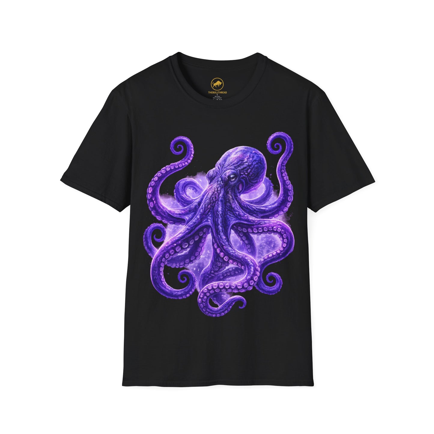 Premium Purple Octopus Shirt, Glowing Deep Sea Ocean Tee, Neon Kraken Graphic T Shirt, Coastal Nature Lover Gift, Bioluminescent Marine Art.