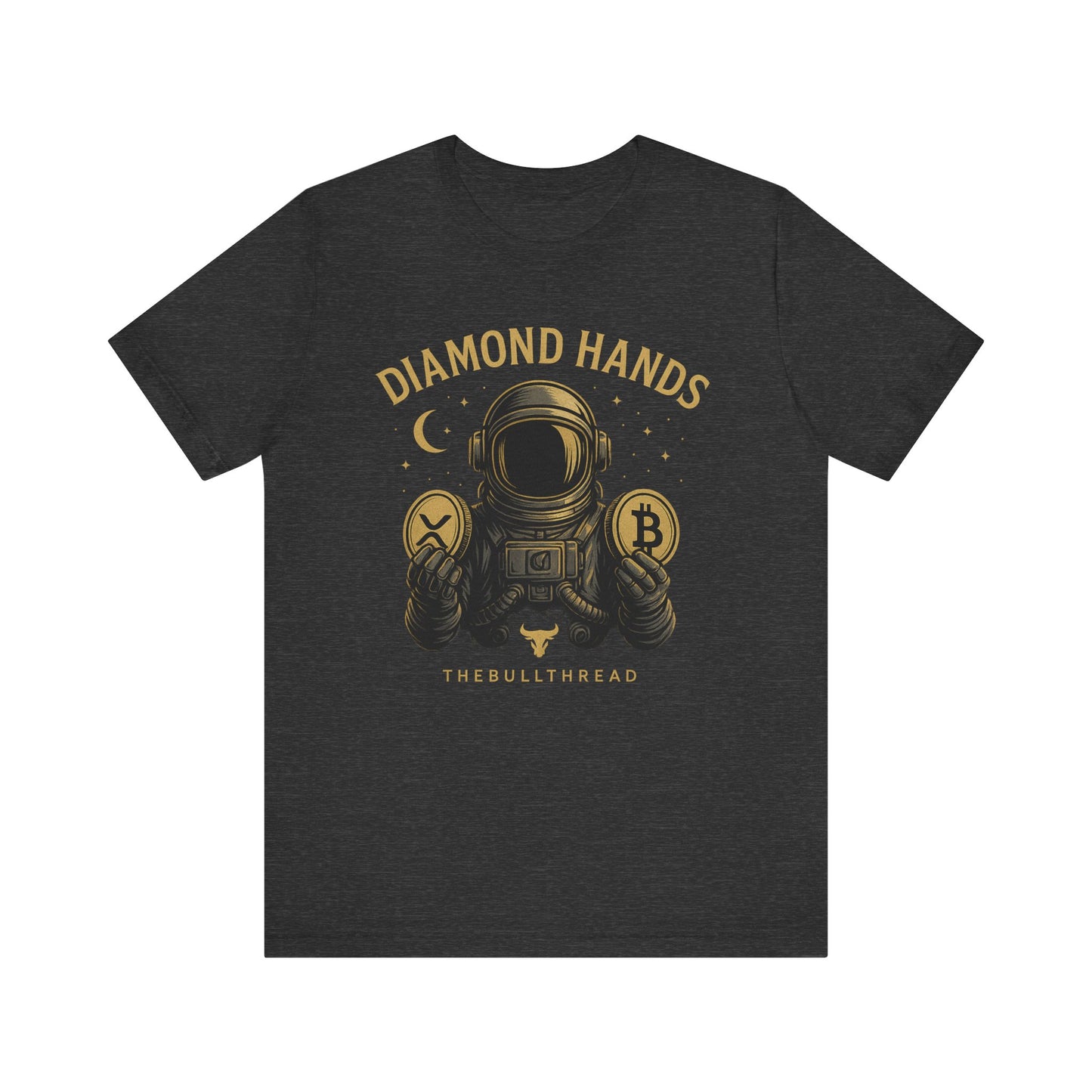 Premium Space Crypto T-Shirt – Bitcoin XRP Astronaut Diamond Hands Design by TheBullThread