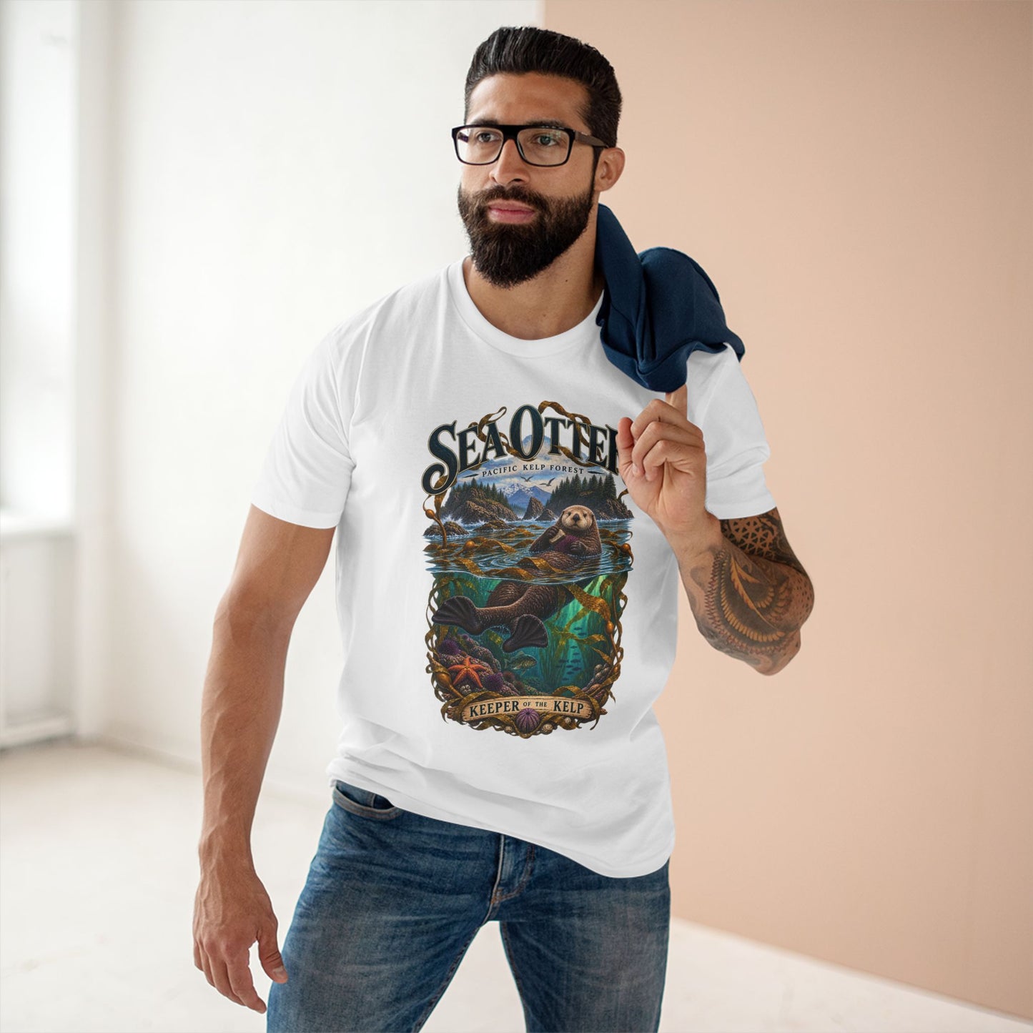 Sea Otter Shirt, Kelp Forest Wildlife Tee, Pacific Coast Marine Biology Gift, Ocean Animal Nature Lover Graphic T-Shirt