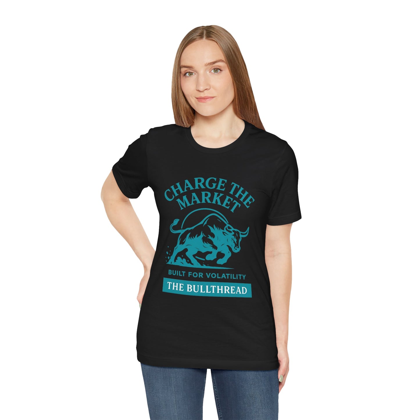 Premium Crypto Investor Shirt - Charge the Market Turquoise Bull Graphic by TheBullThread