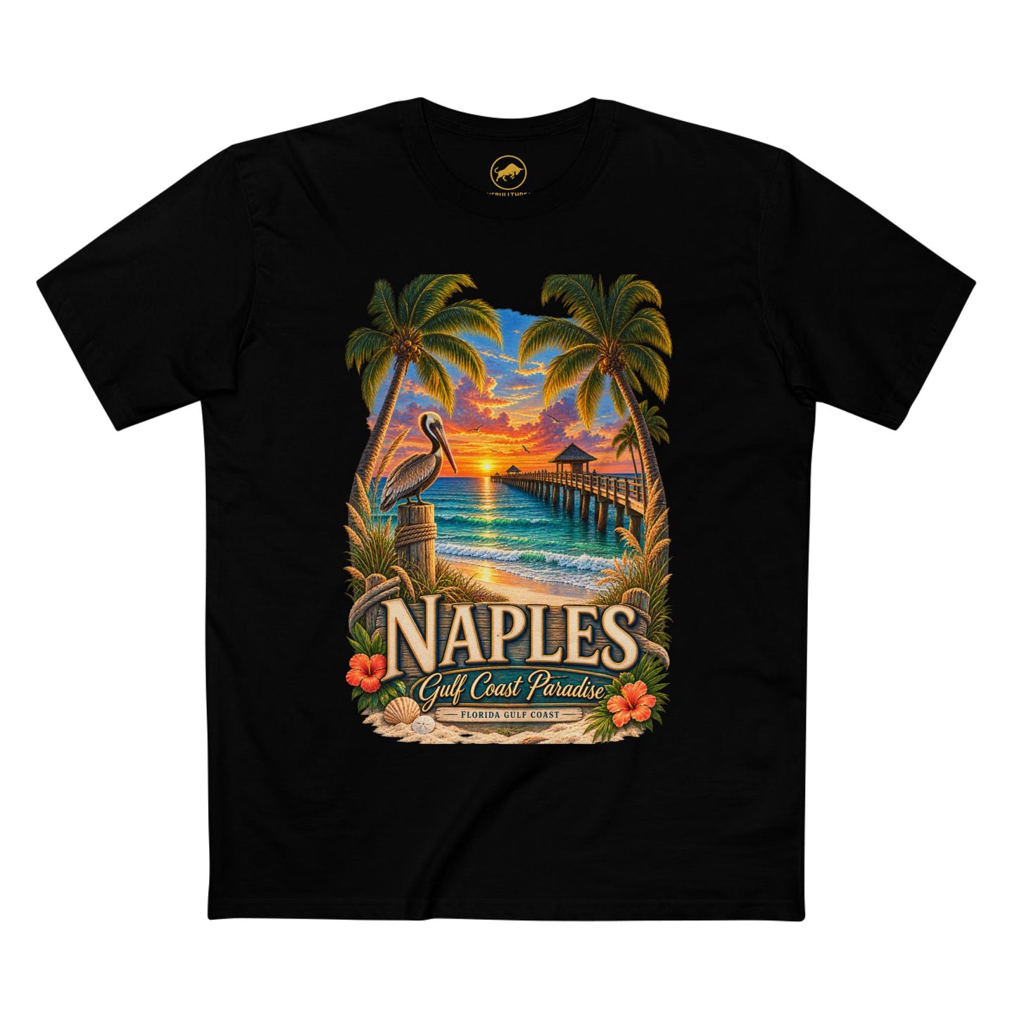 Naples Florida Gulf Coast Paradise Shirt Vintage Naples Pier Pelican Sunset Beach Graphic Tee Florida Vacation Souvenir.