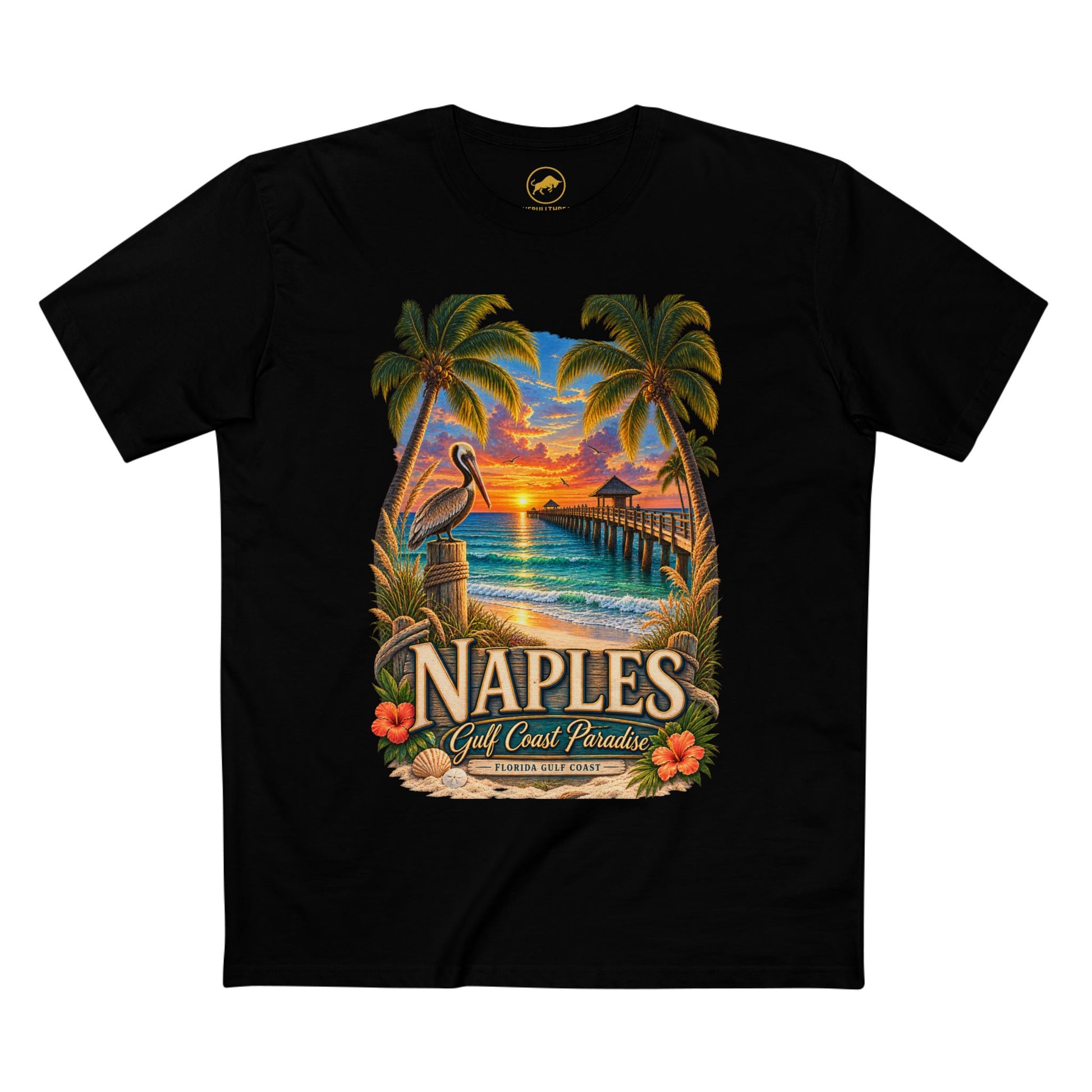 Naples Florida Gulf Coast Paradise Shirt Vintage Naples Pier Pelican Sunset Beach Graphic Tee Florida Vacation Souvenir.
