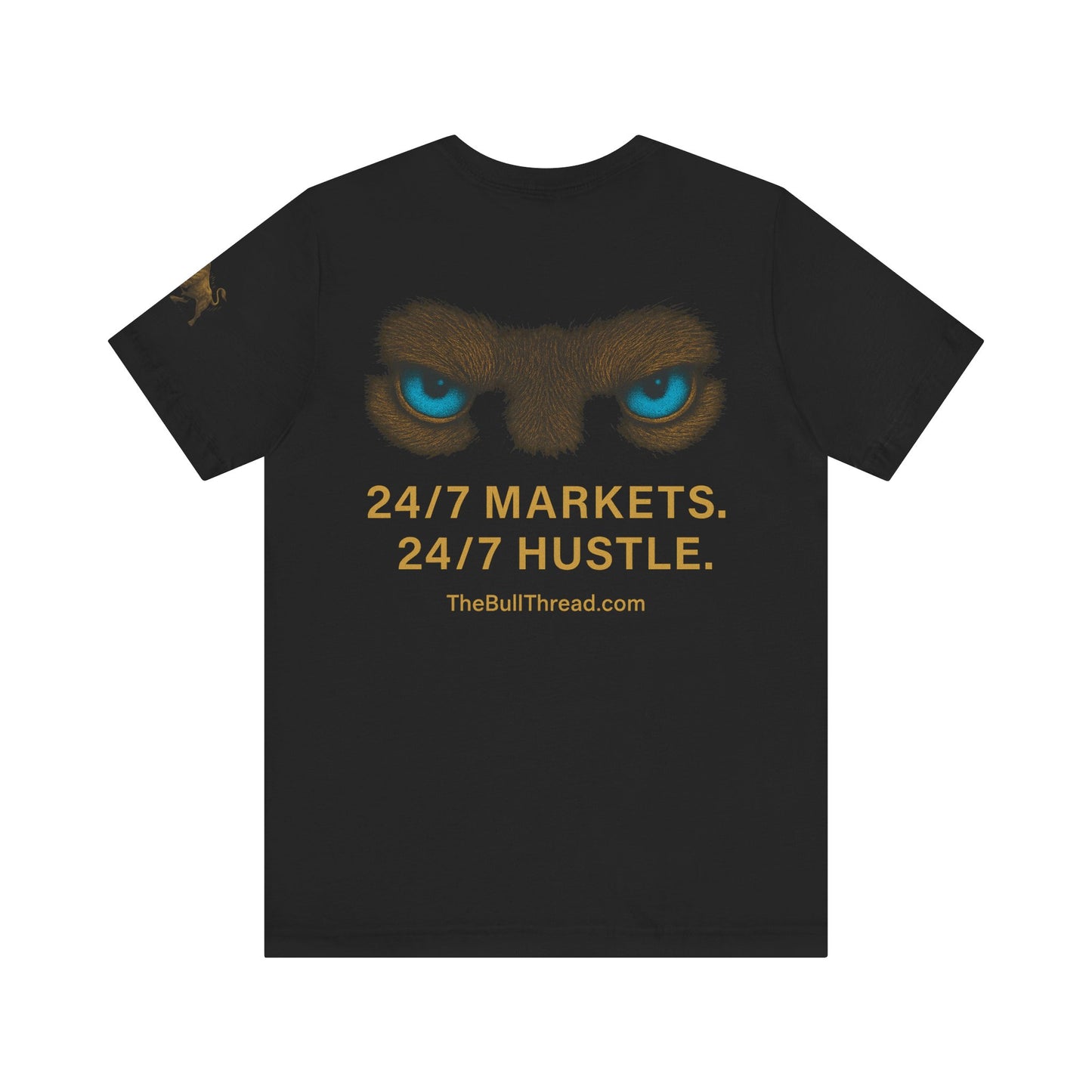 Luxury Crypto Trader T-Shirt - Bulls Don’t Sleep Gold Charging Bull Design by TheBullThread