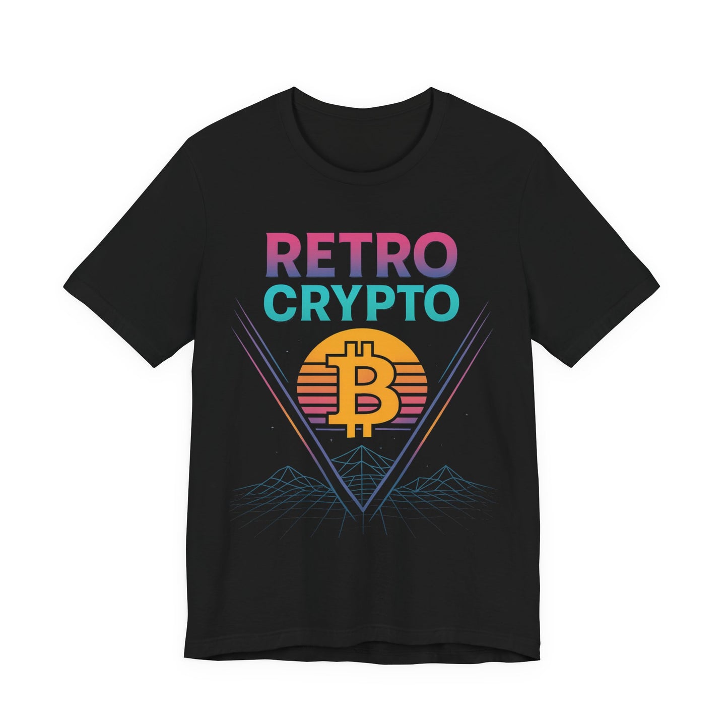 Retro Crypto T-Shirt - 80s Vaporwave Neon Bitcoin Design by TheBullThread