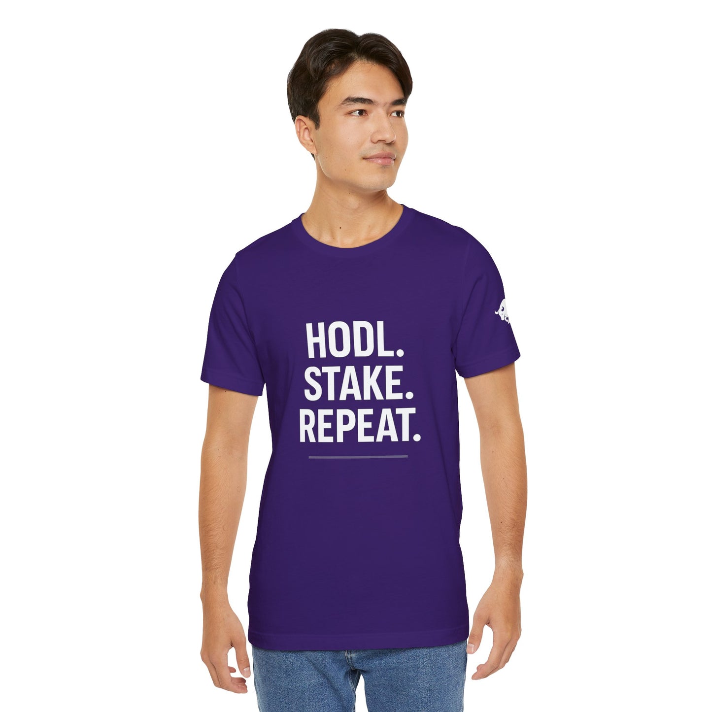 Premium Crypto Tee – HODL Stake Repeat Minimalist Streetwear by TheBullThread