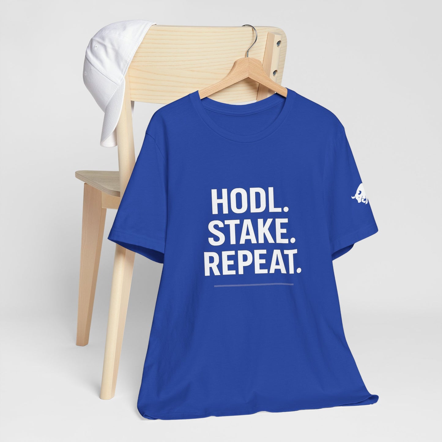 Premium Crypto Tee – HODL Stake Repeat Minimalist Streetwear by TheBullThread