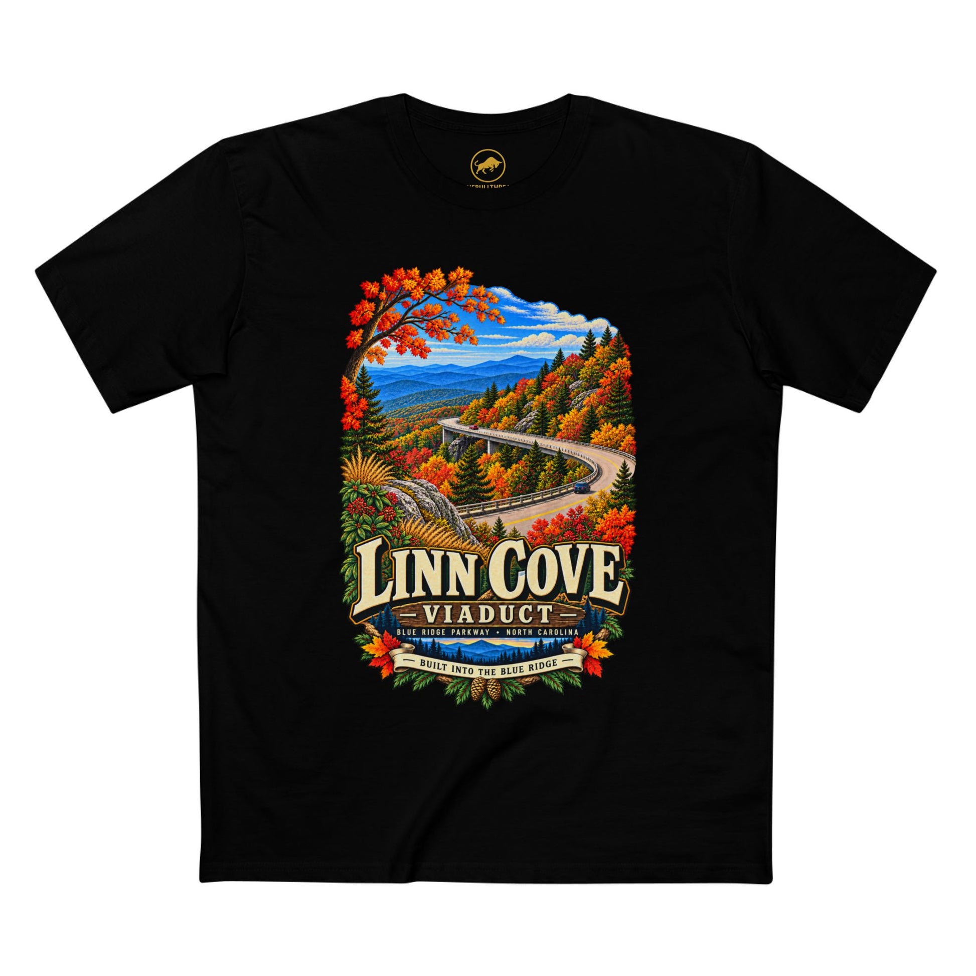 Linn Cove Viaduct T-Shirt, Blue Ridge Parkway North Carolina Mountain Graphic Tee.