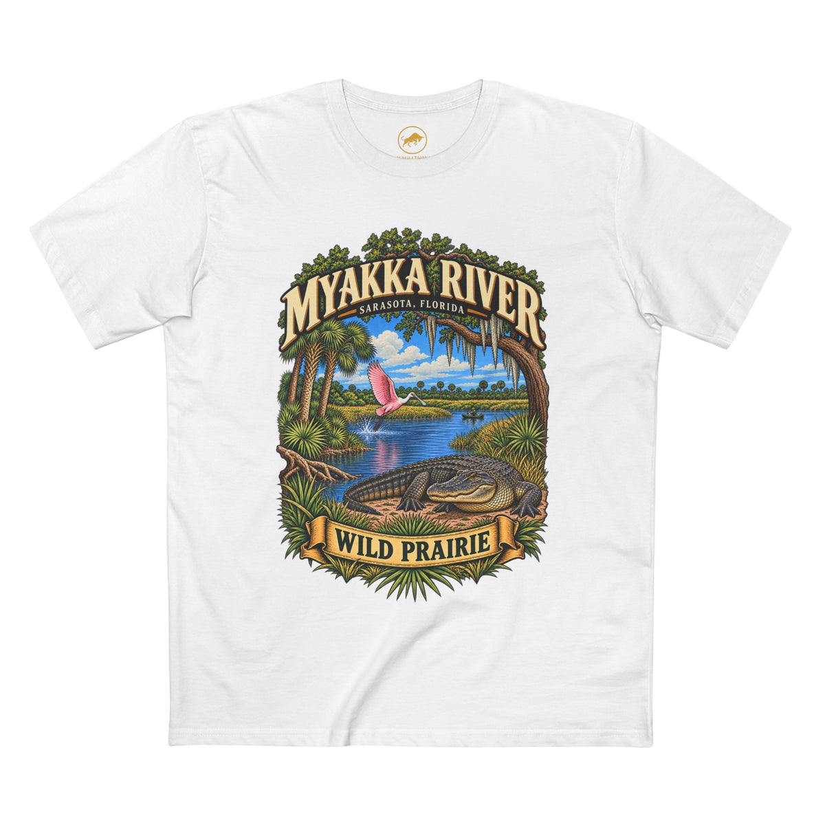 Myakka River State Park Shirt, Sarasota Florida Alligator and Roseate Spoonbill Wildlife Tee.