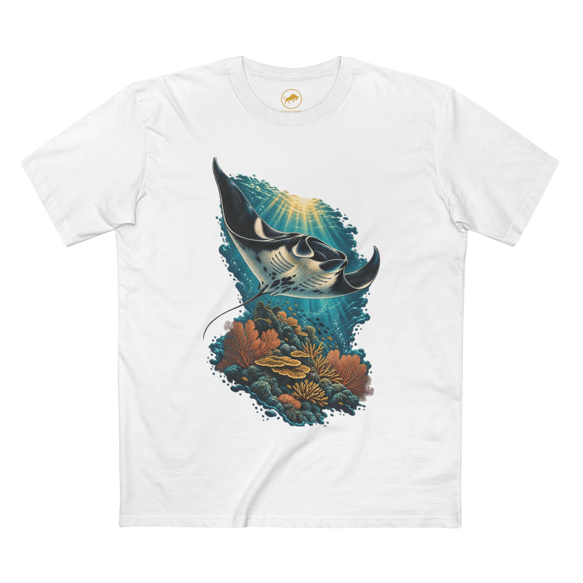 Oceanic Manta Ray Shirt, Coral Reef Marine Wildlife Tee, Ocean Lover and Diver Gift.