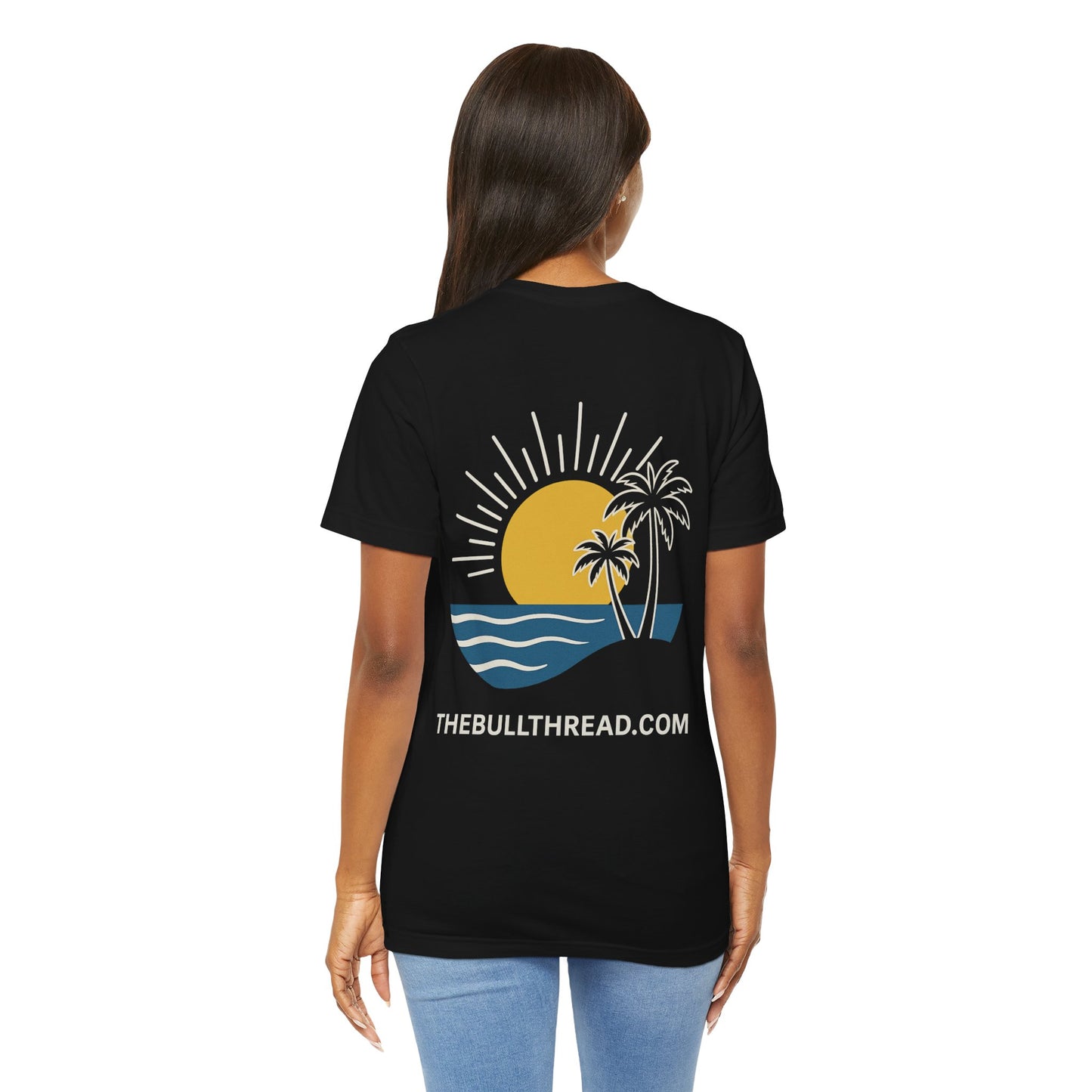 Sunshine & Palm Tree Ocean Waves Shirt - Positive Motivational Tee - Tropical Summer Happiness Graphic by TheBullThread