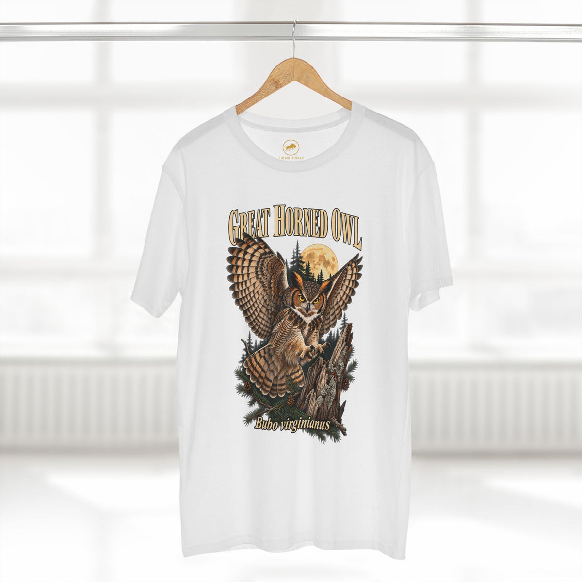 Great Horned Owl Shirt, Moonlit Woodland Raptor Tee