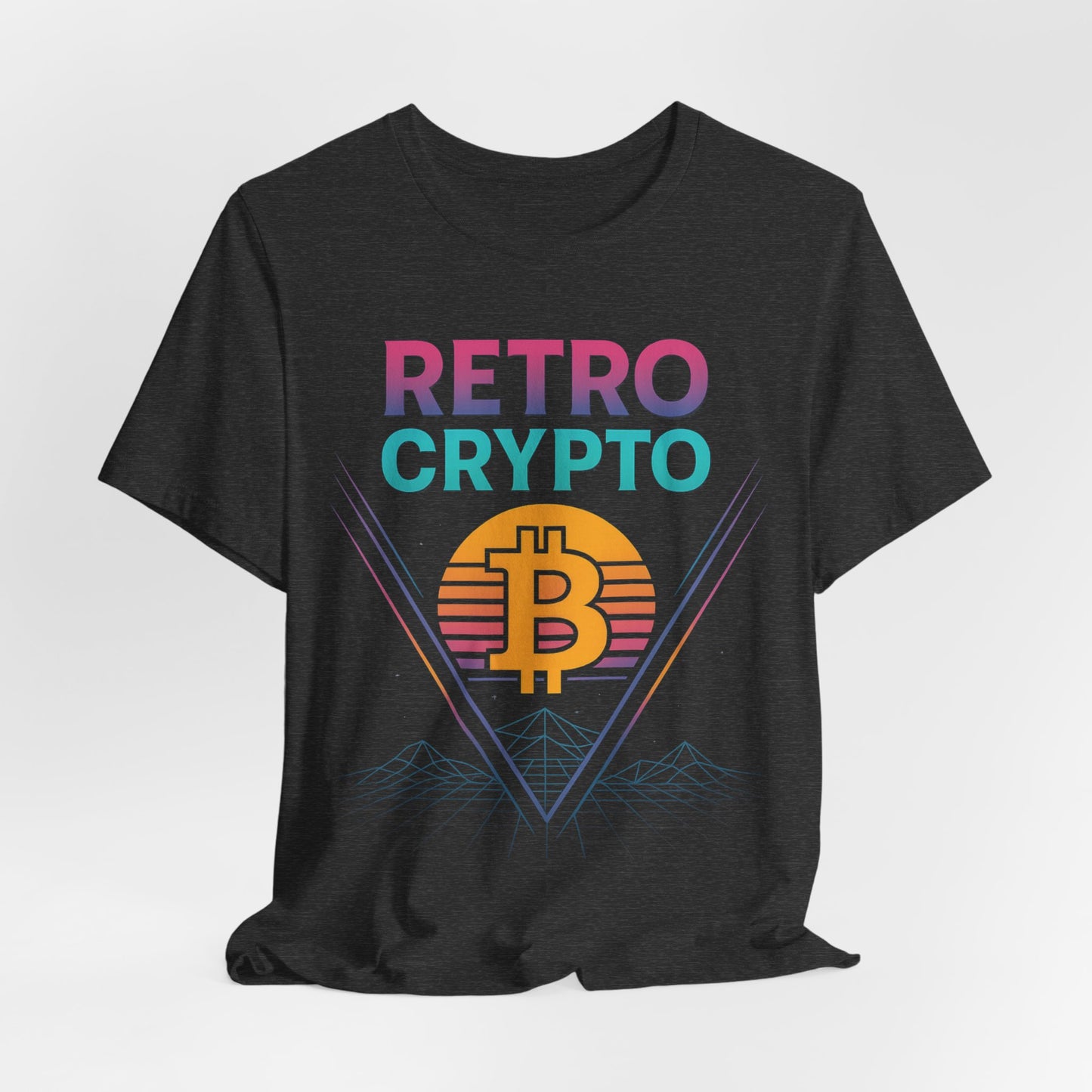 Retro Crypto T-Shirt - 80s Vaporwave Neon Bitcoin Design by TheBullThread