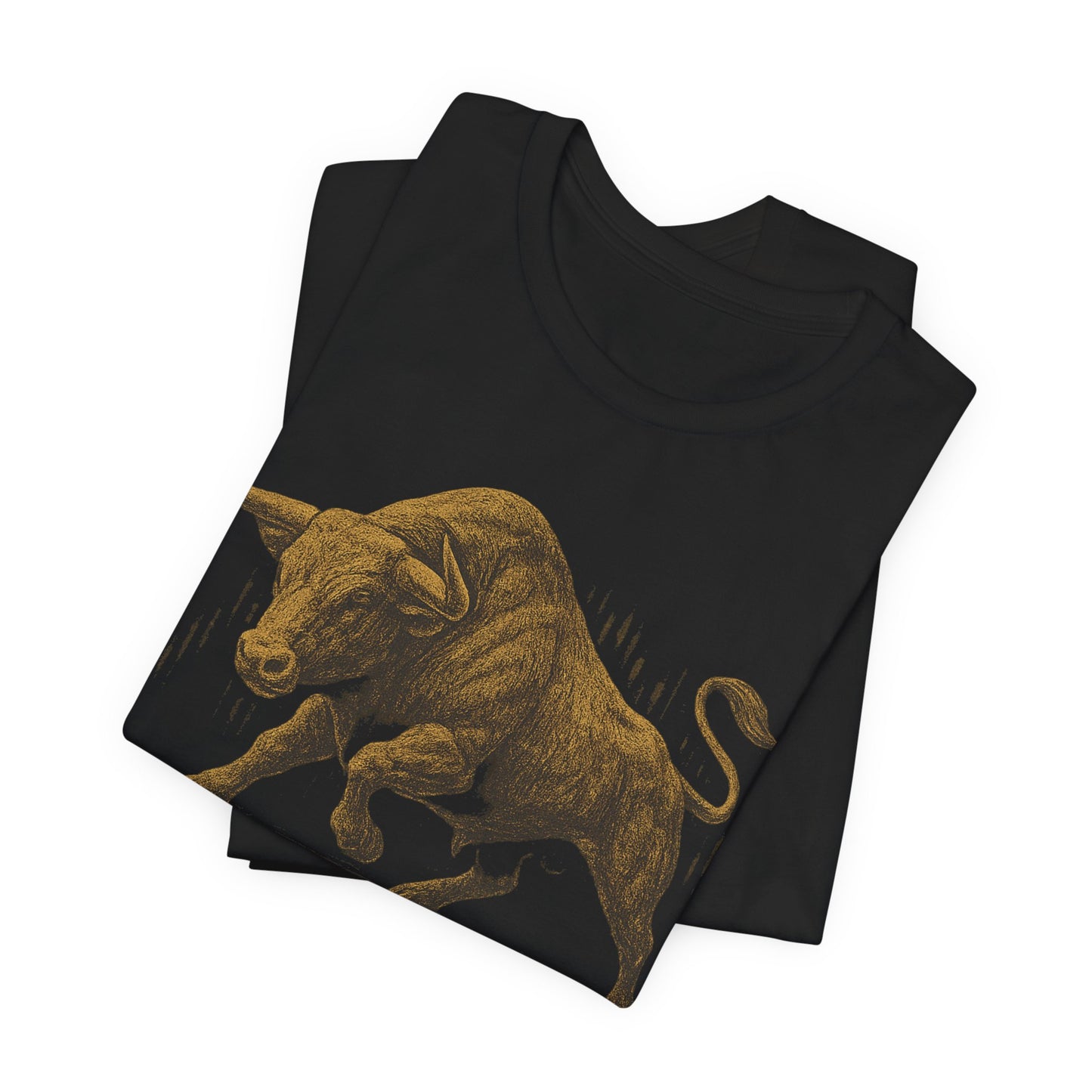 Luxury Crypto Trader T-Shirt - Bulls Don’t Sleep Gold Charging Bull Design by TheBullThread