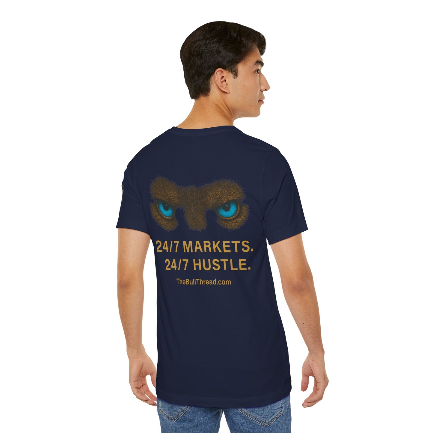 Luxury Crypto Trader T-Shirt - Bulls Don’t Sleep Gold Charging Bull Design by TheBullThread