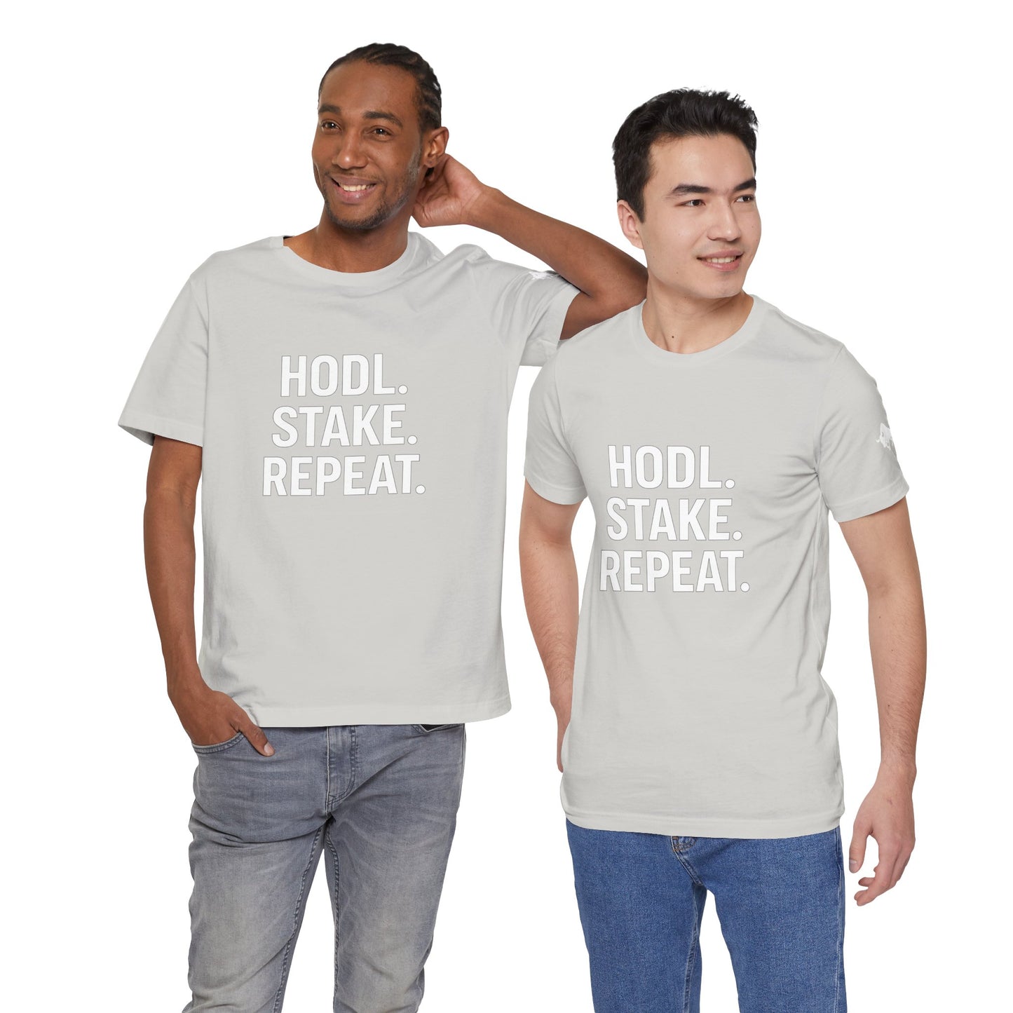 Premium Crypto Tee – HODL Stake Repeat Minimalist Streetwear by TheBullThread