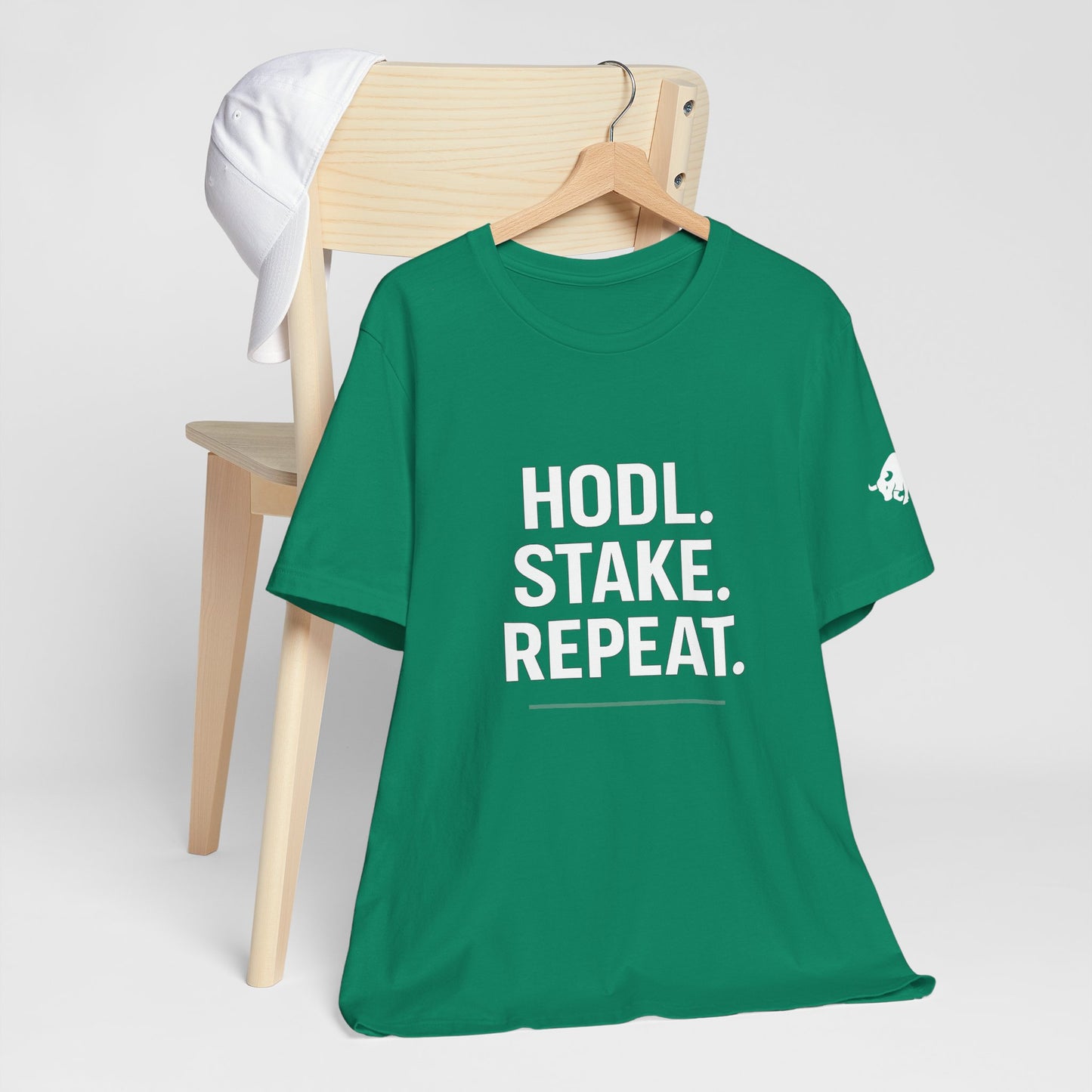 Premium Crypto Tee – HODL Stake Repeat Minimalist Streetwear by TheBullThread