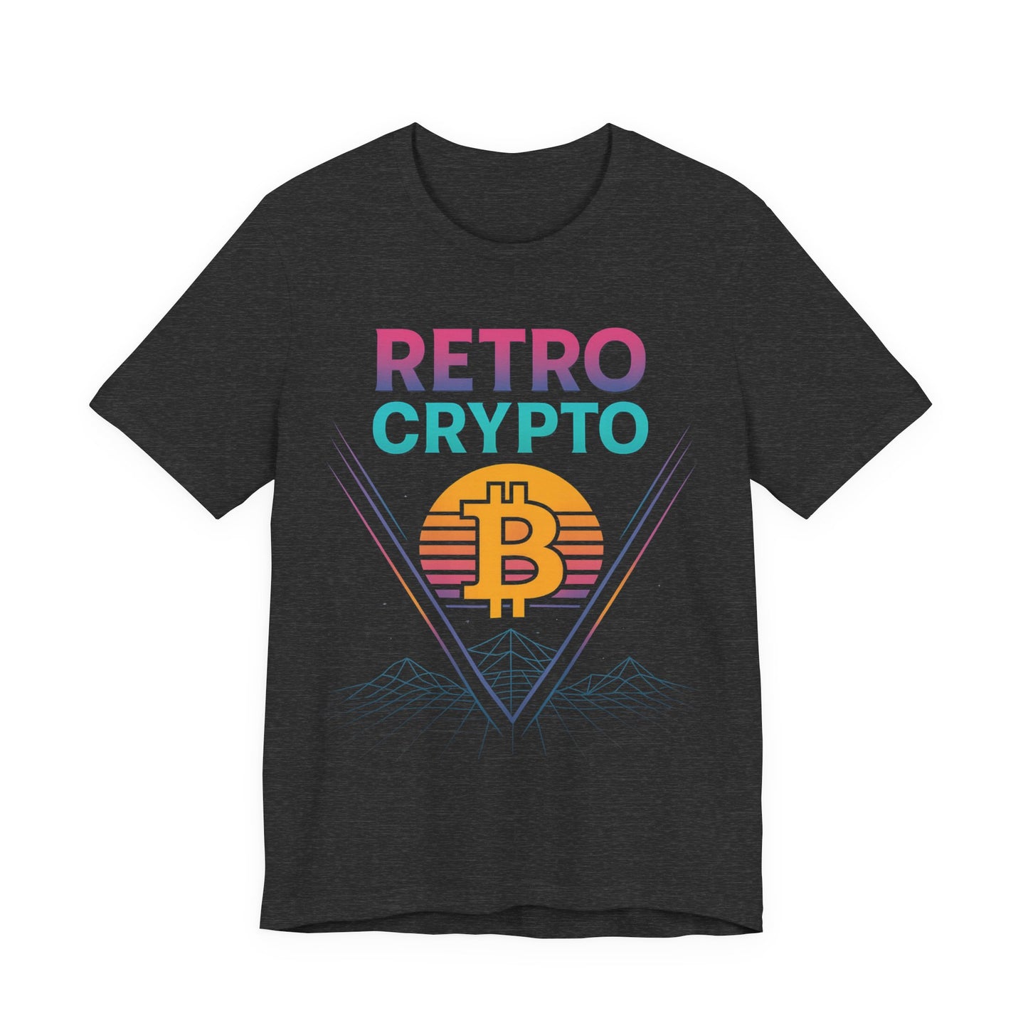 Retro Crypto T-Shirt - 80s Vaporwave Neon Bitcoin Design by TheBullThread
