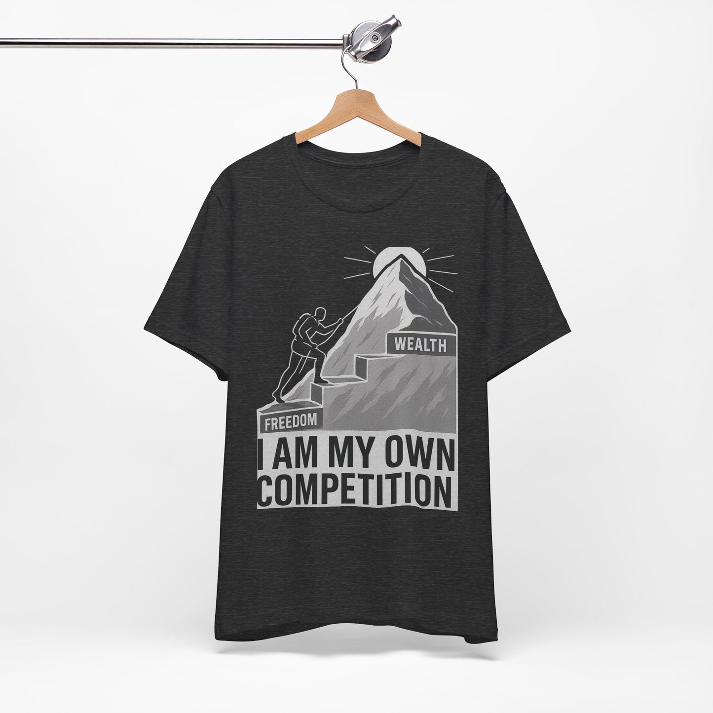 Premium Motivational T-Shirt – I Am My Own Competition Climbing Design by TheBullThread
