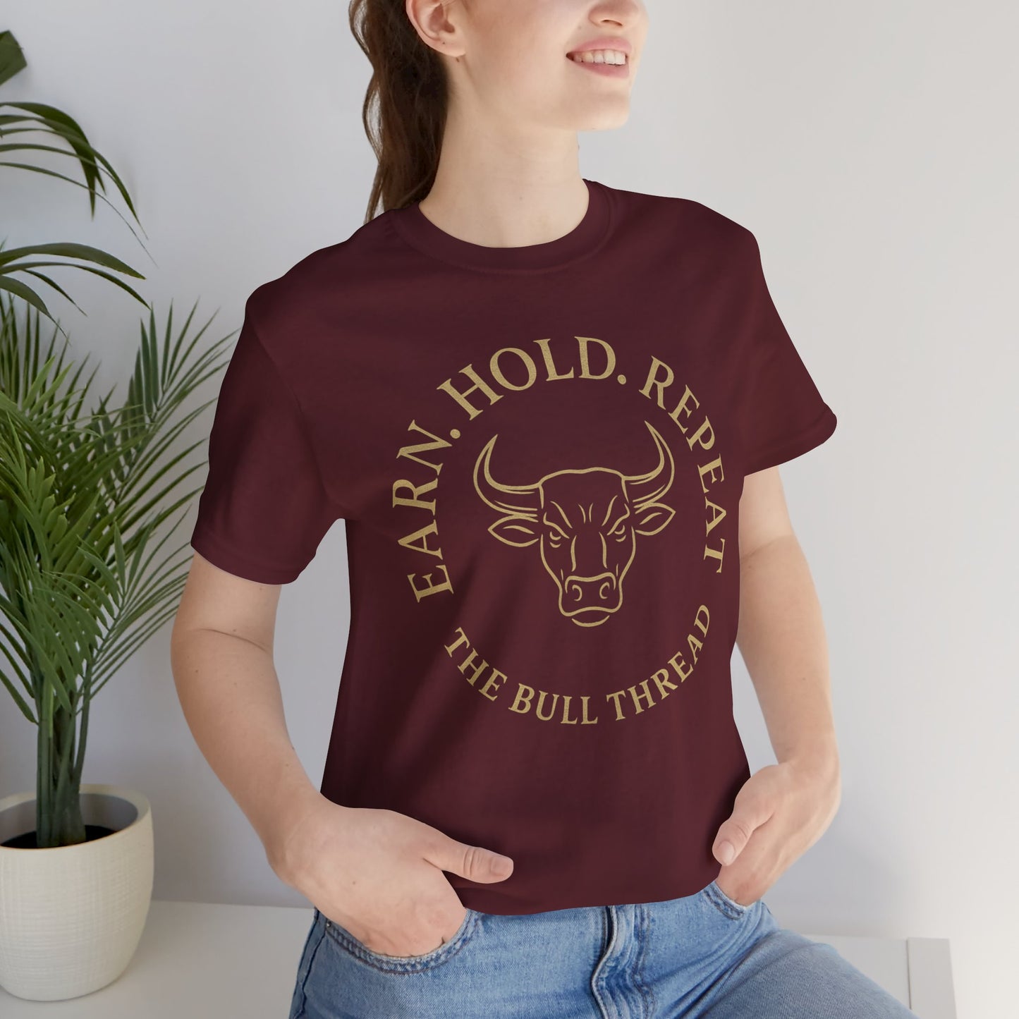 Premium Crypto Investor Tee - Earn Hold Repeat Emblem by TheBullThread