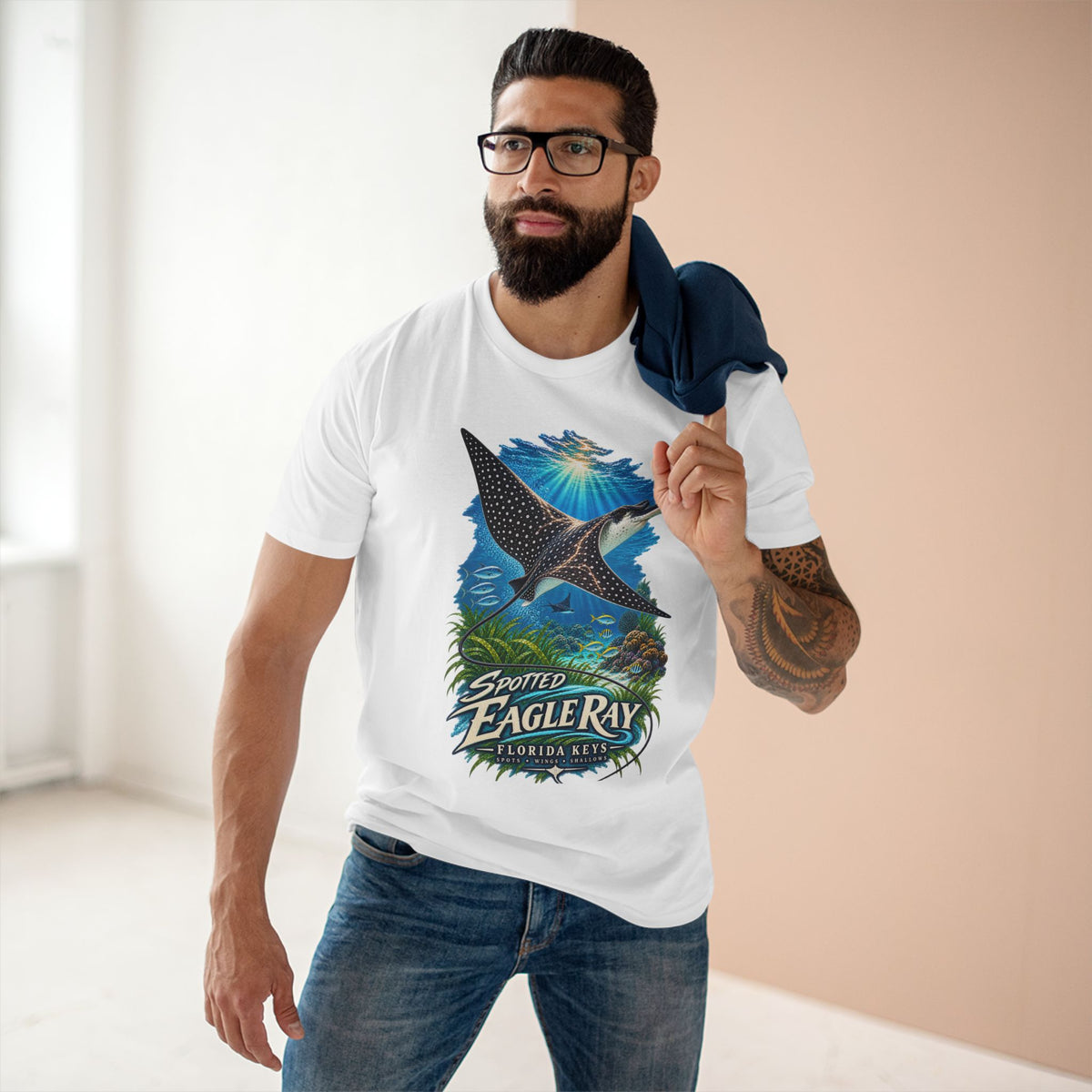 Spotted Eagle Ray Shirt, Florida Keys Marine Wildlife T-Shirt, Scuba Diving Ocean Tee.