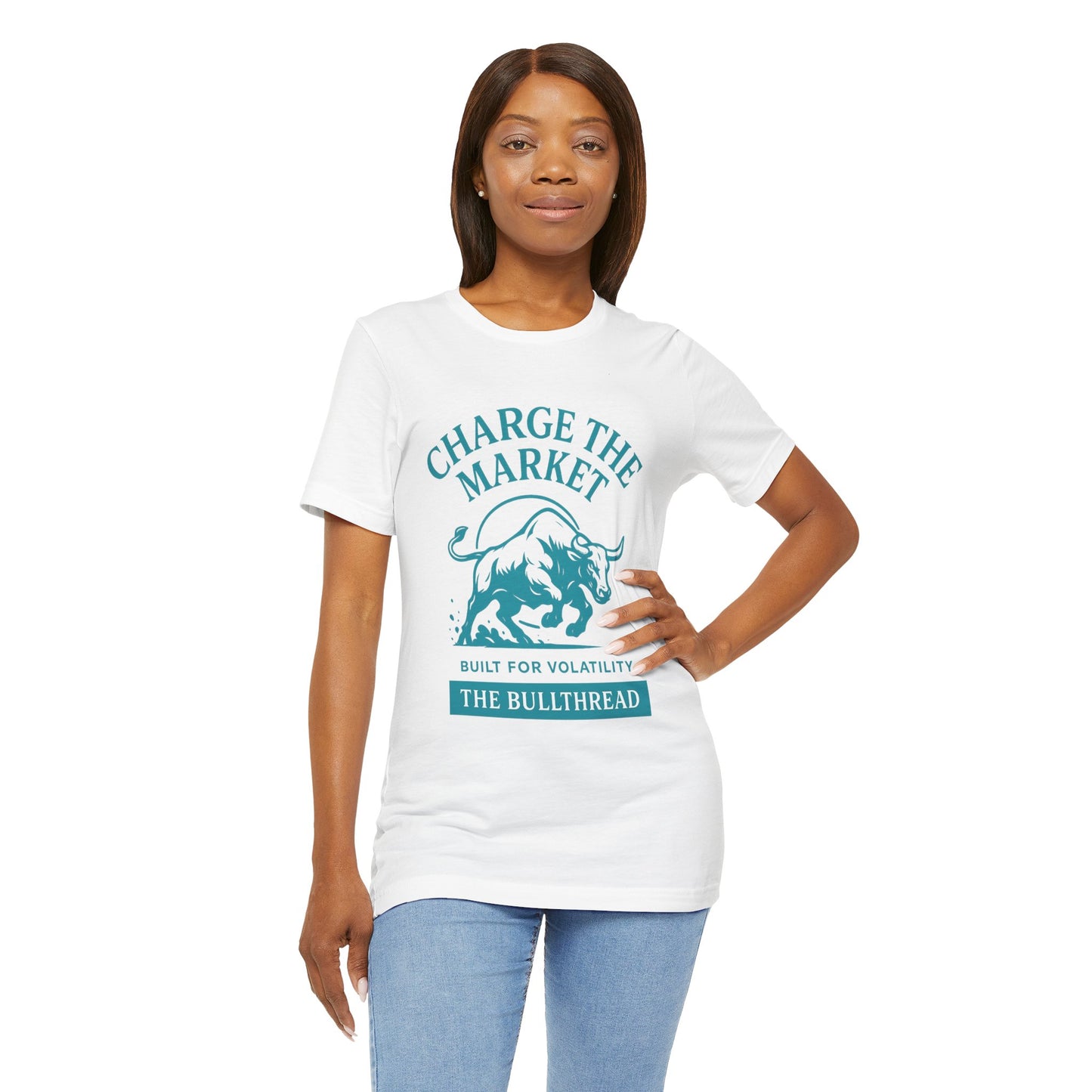 Premium Crypto Investor Shirt - Charge the Market Turquoise Bull Graphic by TheBullThread