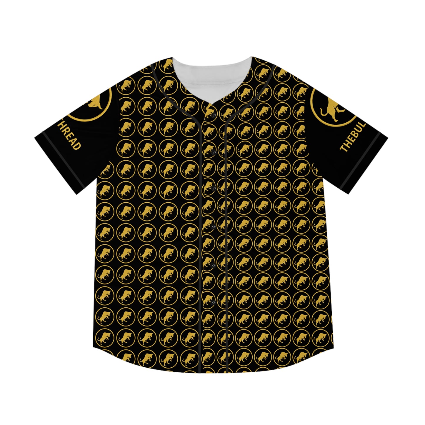 Premium Jersey by TheBullThread - All Over Print Golden Bull Streetwear Baseball Jersey | Luxury Crypto Fashion Shirt for Men