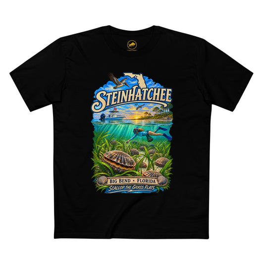 Steinhatchee Florida Scalloping Shirt, Big Bend Bay Scallop Tee, Gulf Coast Snorkeling Boating Vacation T-Shirt, Florida Waterman Gift.