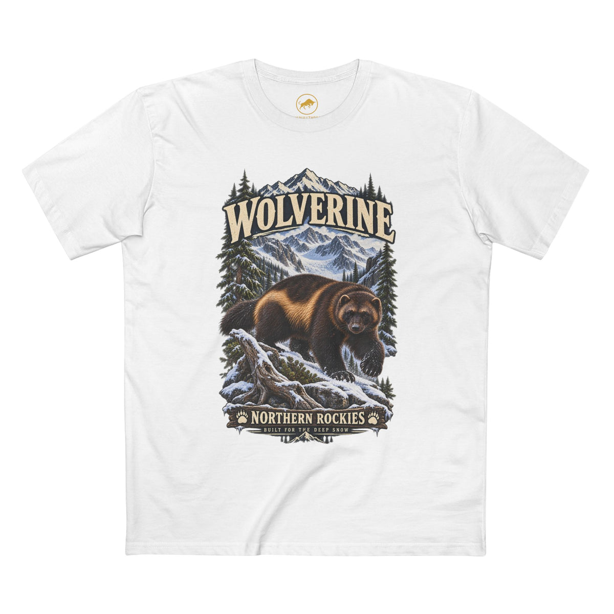 Wolverine Wildlife T-Shirt: Northern Rockies Mountain Animal Graphic Tee
