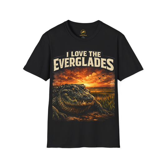 I Love The Everglades Premium Black Shirt, Florida Alligator T-Shirt, Everglades Gator Tee, Sawgrass Sunset Shirt, Florida Wildlife Shirt.