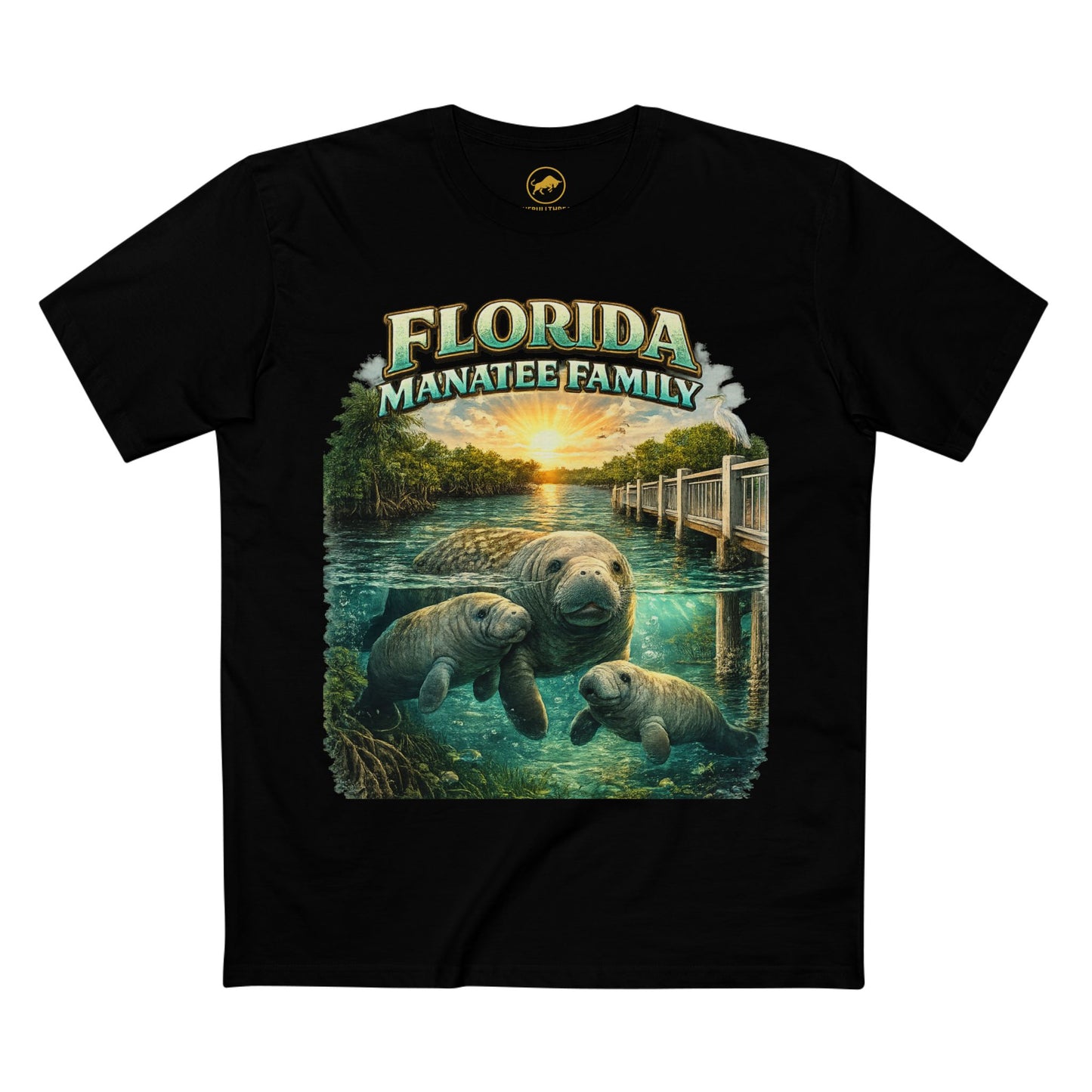 Florida Manatee Family Shirt, Premium Coastal Wildlife Tee, Cute Manatee Graphic T-Shirt, Florida Nature Shirt, AS Colour 5001.