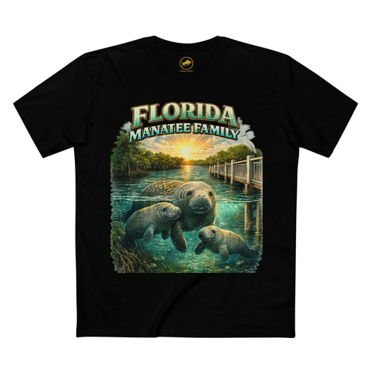 Florida Manatee Family Shirt, Premium Coastal Wildlife Tee, Cute Manatee Graphic T-Shirt, Florida Nature Shirt, AS Colour 5001.