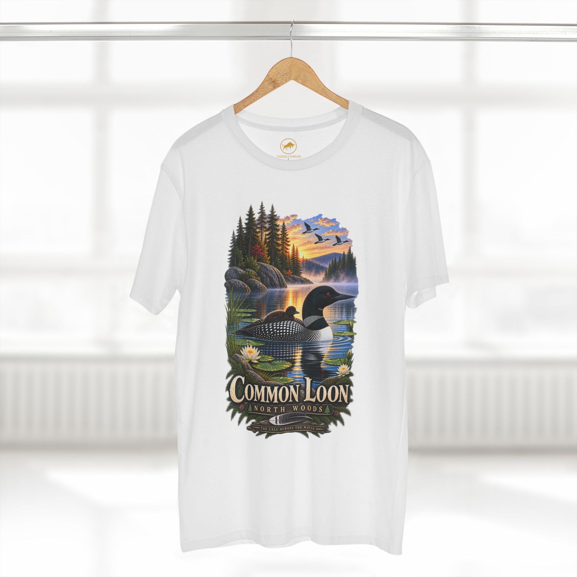Common Loon Shirt, North Woods Lake Life Tee, Vintage Birding Wildlife Graphic.
