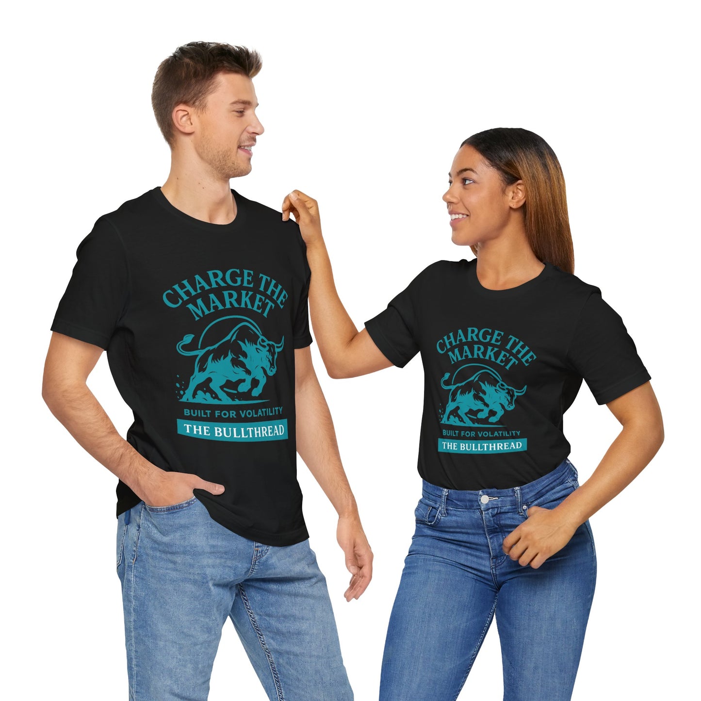 Premium Crypto Investor Shirt - Charge the Market Turquoise Bull Graphic by TheBullThread