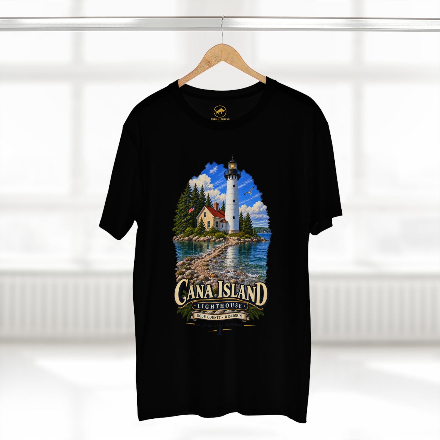 Cana Island Lighthouse T-Shirt, Door County Wisconsin, Lake Michigan Great Lakes Travel Tee