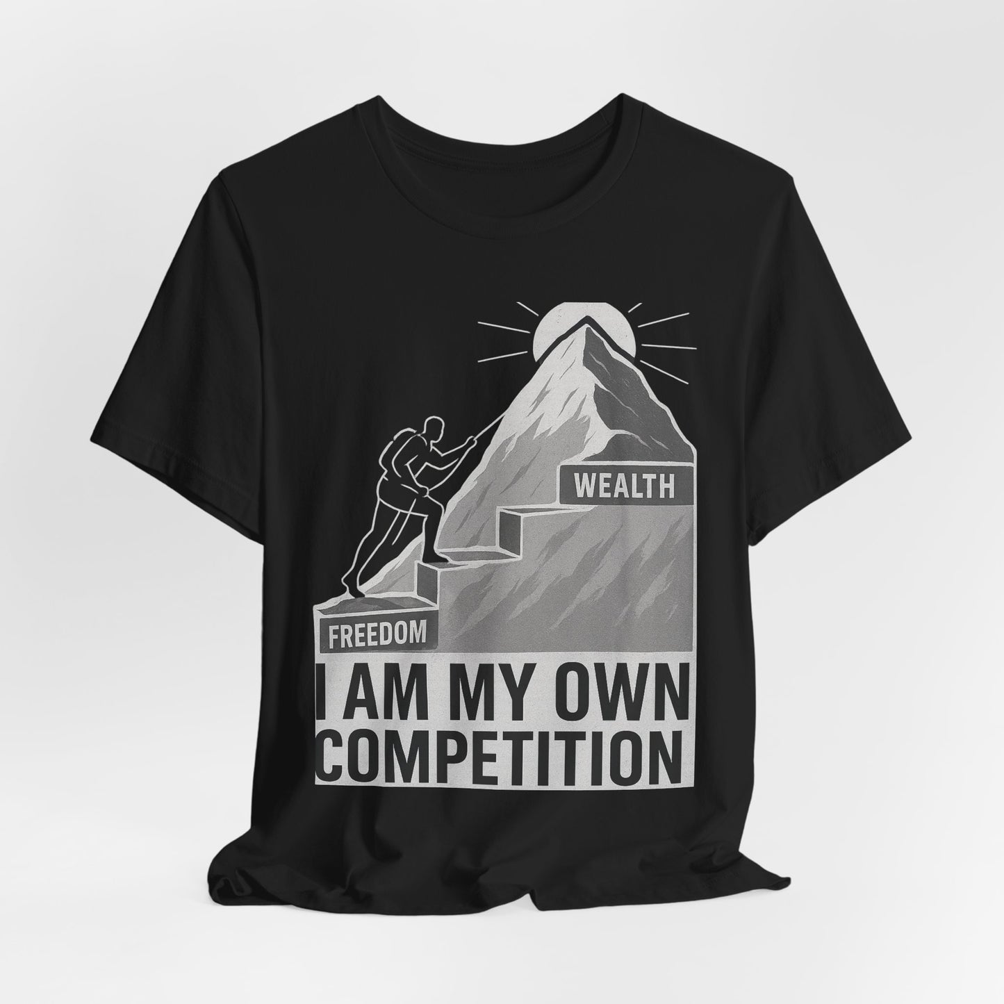 Premium Motivational T-Shirt – I Am My Own Competition Climbing Design by TheBullThread