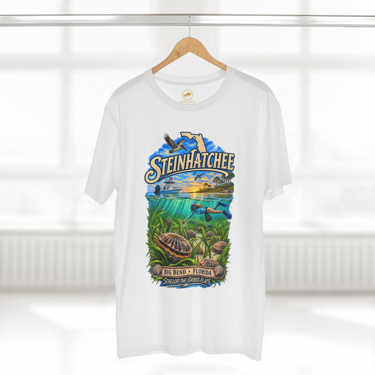 Steinhatchee Florida Scalloping Shirt, Big Bend Bay Scallop Tee, Gulf Coast Snorkeling Boating Vacation T-Shirt, Florida Waterman Gift.