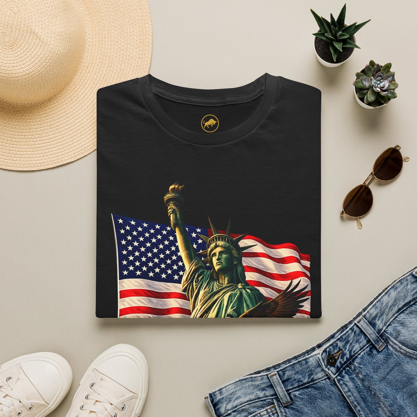 God Bless America Shirt | Patriotic USA Flag Eagle Tee | Statue of Liberty American Pride Graphic T-Shirt.