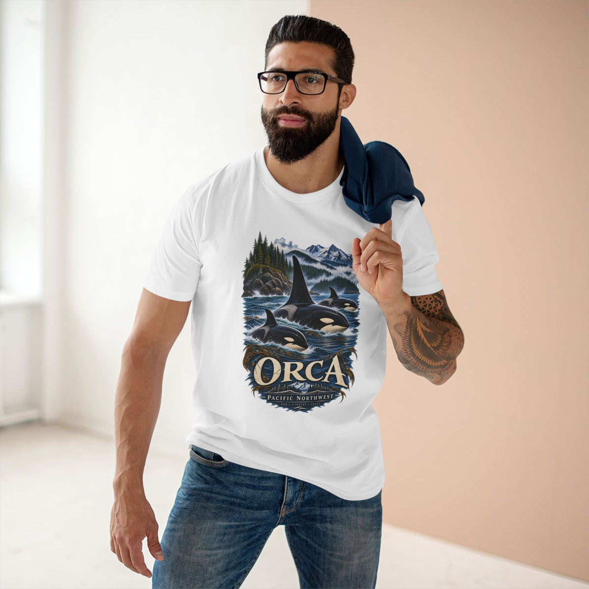 Orca Shirt, Pacific Northwest Killer Whale Graphic Tee, PNW Whale Watching T-Shirt.