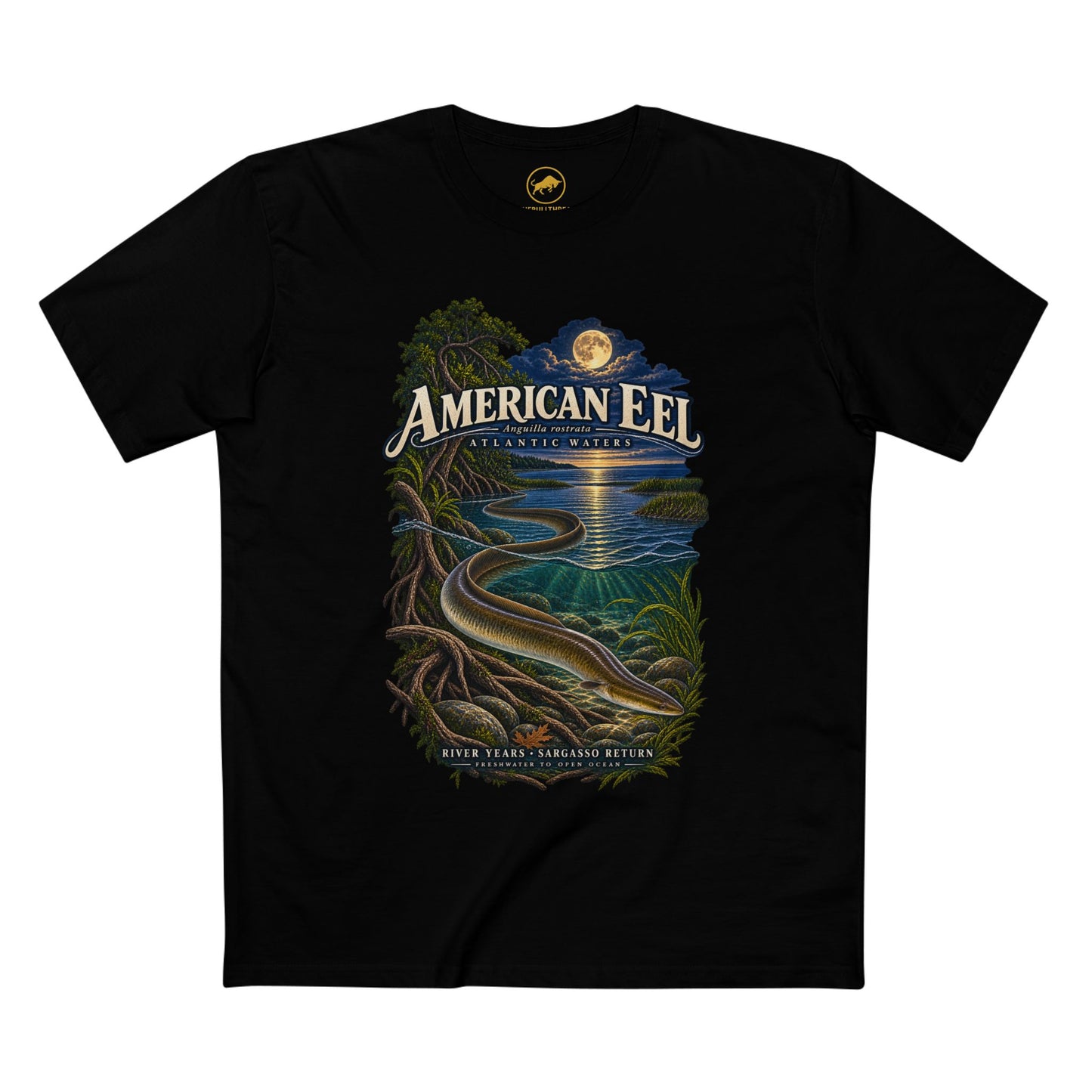American Eel Shirt - Anguilla rostrata Sargasso Sea Migration Fish T-Shirt.