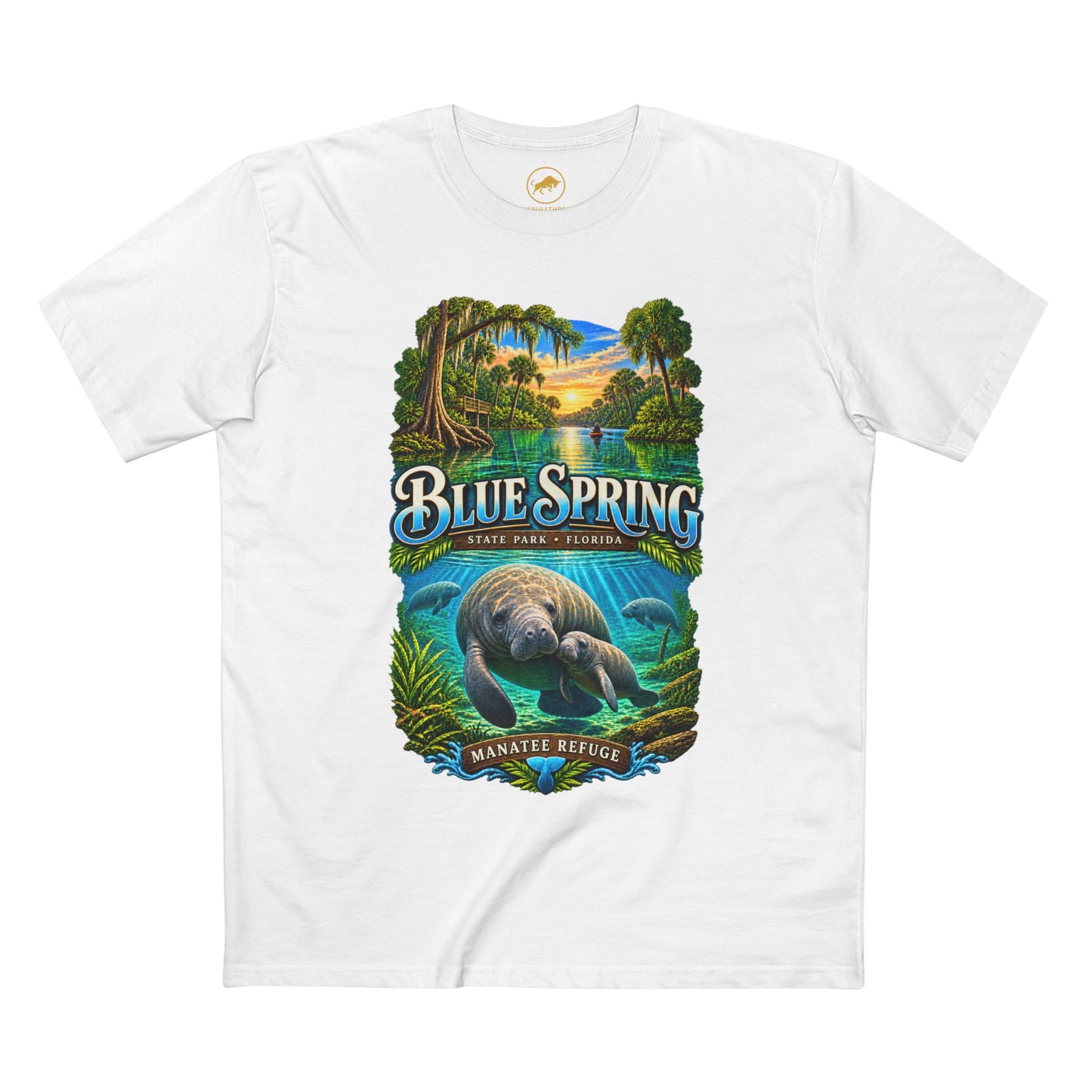 Blue Spring State Park Manatee T-Shirt, Heavyweight Retro Florida Springs Graphic.